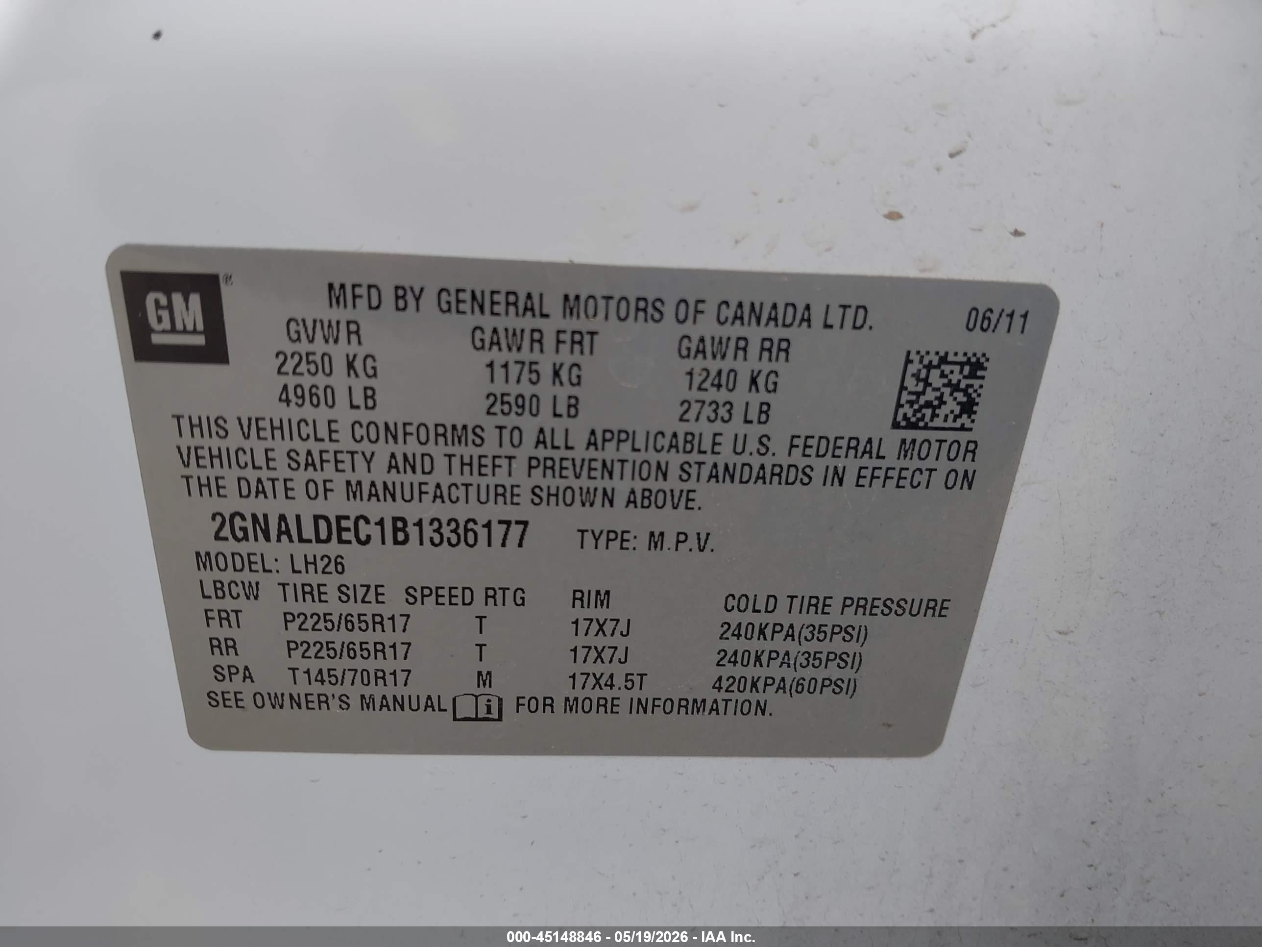 2011 Chevrolet Equinox 1lt White vin: 2GNALDEC1B1336177