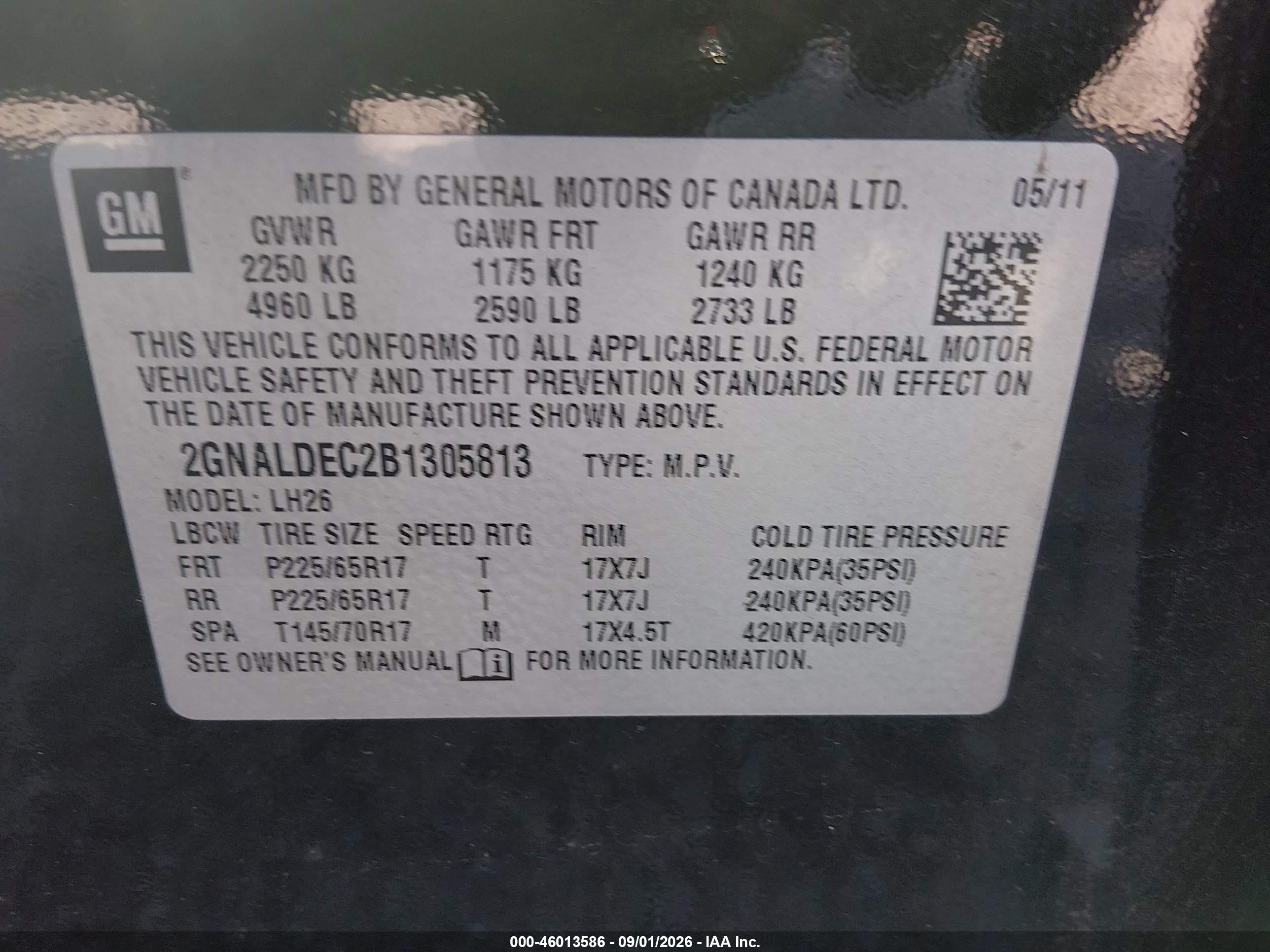 2011 Chevrolet Equinox 1lt Black vin: 2GNALDEC2B1305813