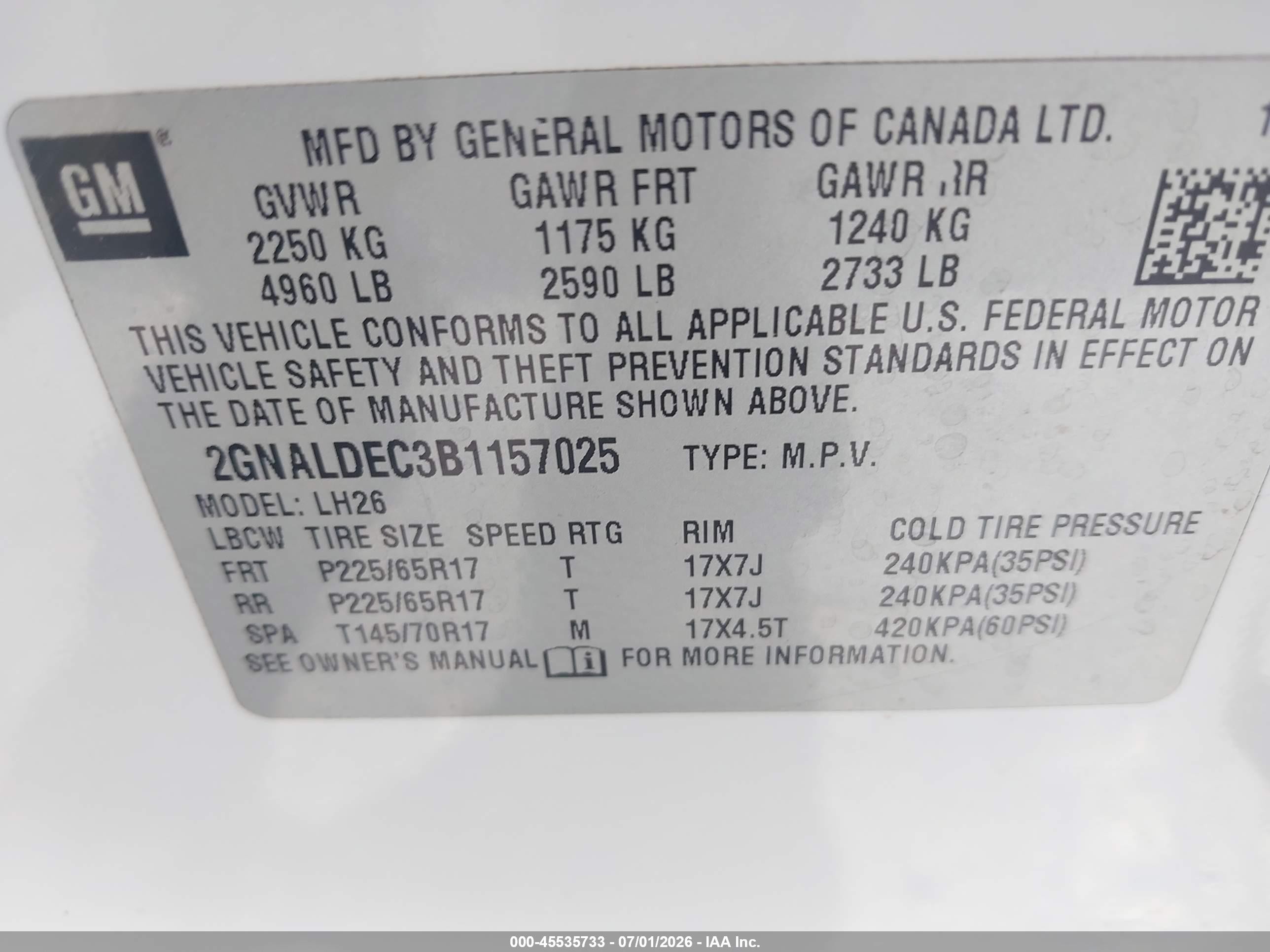 2011 Chevrolet Equinox Lt W/1lt White vin: 2GNALDEC3B1157025