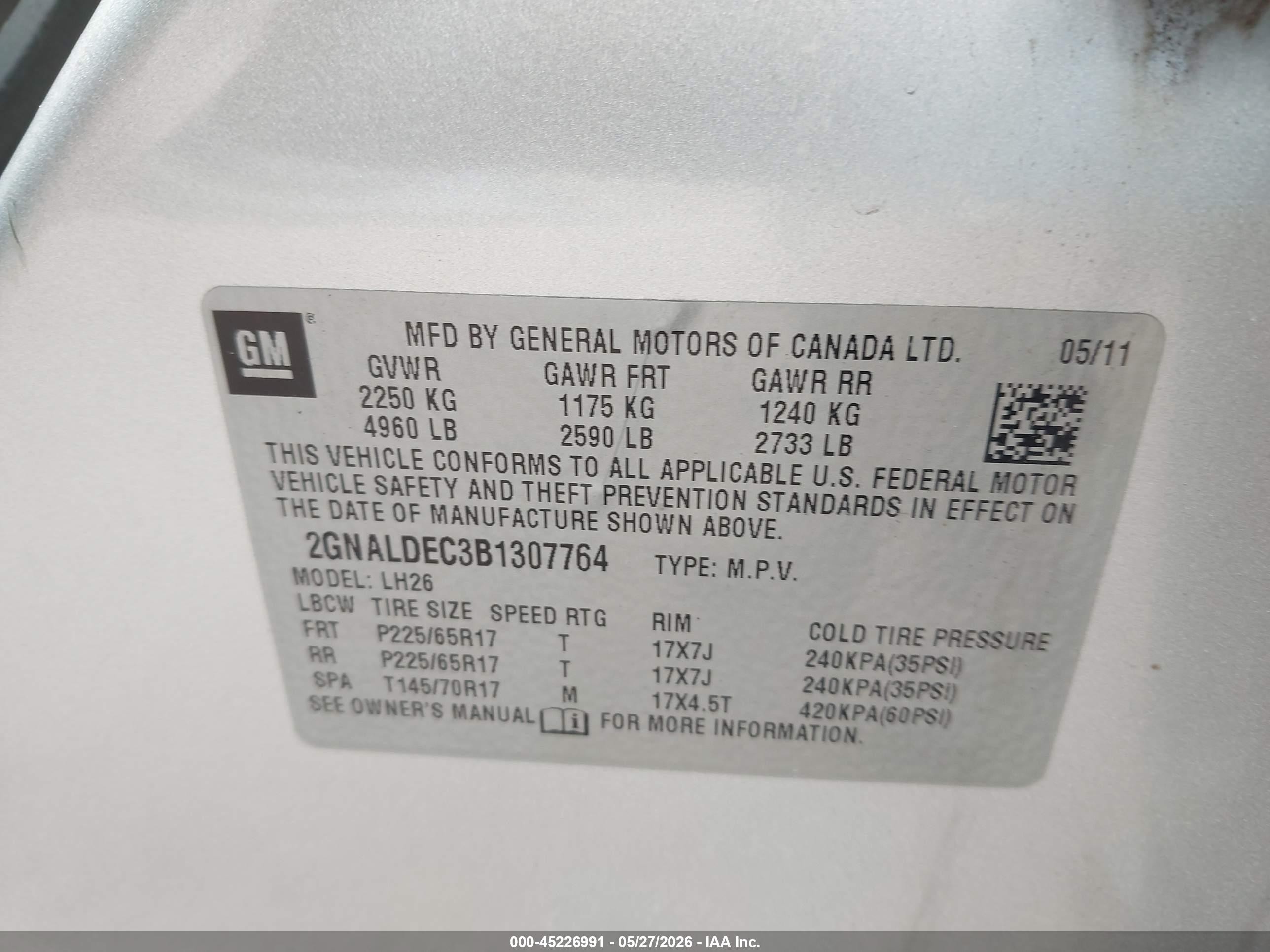 2011 Chevrolet Equinox 1lt Серебряный vin: 2GNALDEC3B1307764