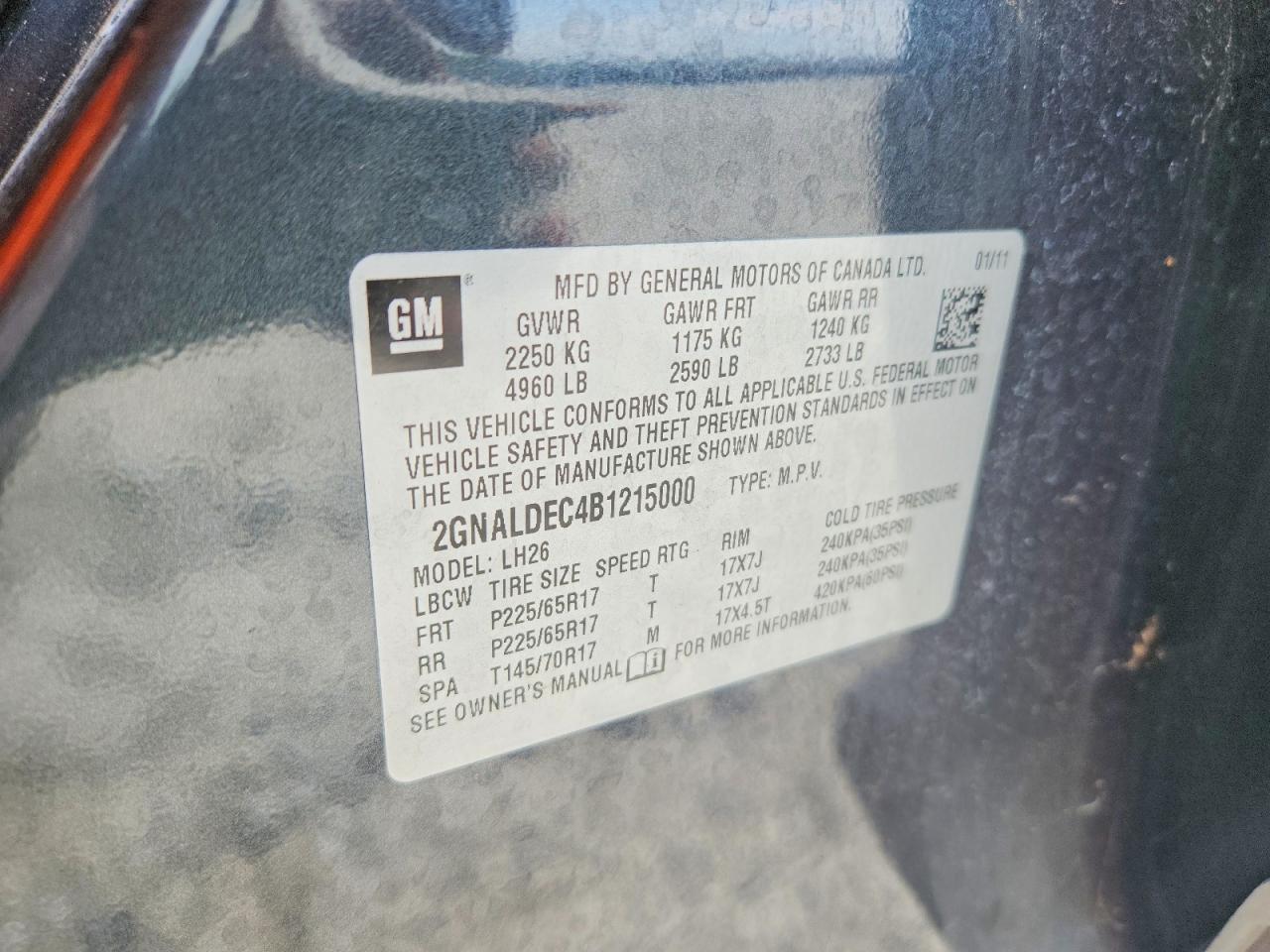 2011 Chevrolet Equinox Lt Gray vin: 2GNALDEC4B1215000