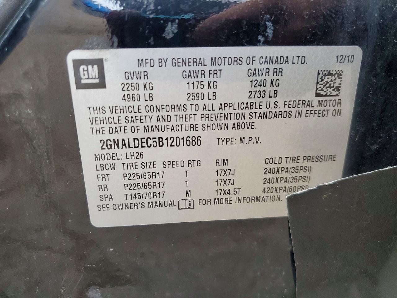 2011 Chevrolet Equinox Lt Black vin: 2GNALDEC5B1201686