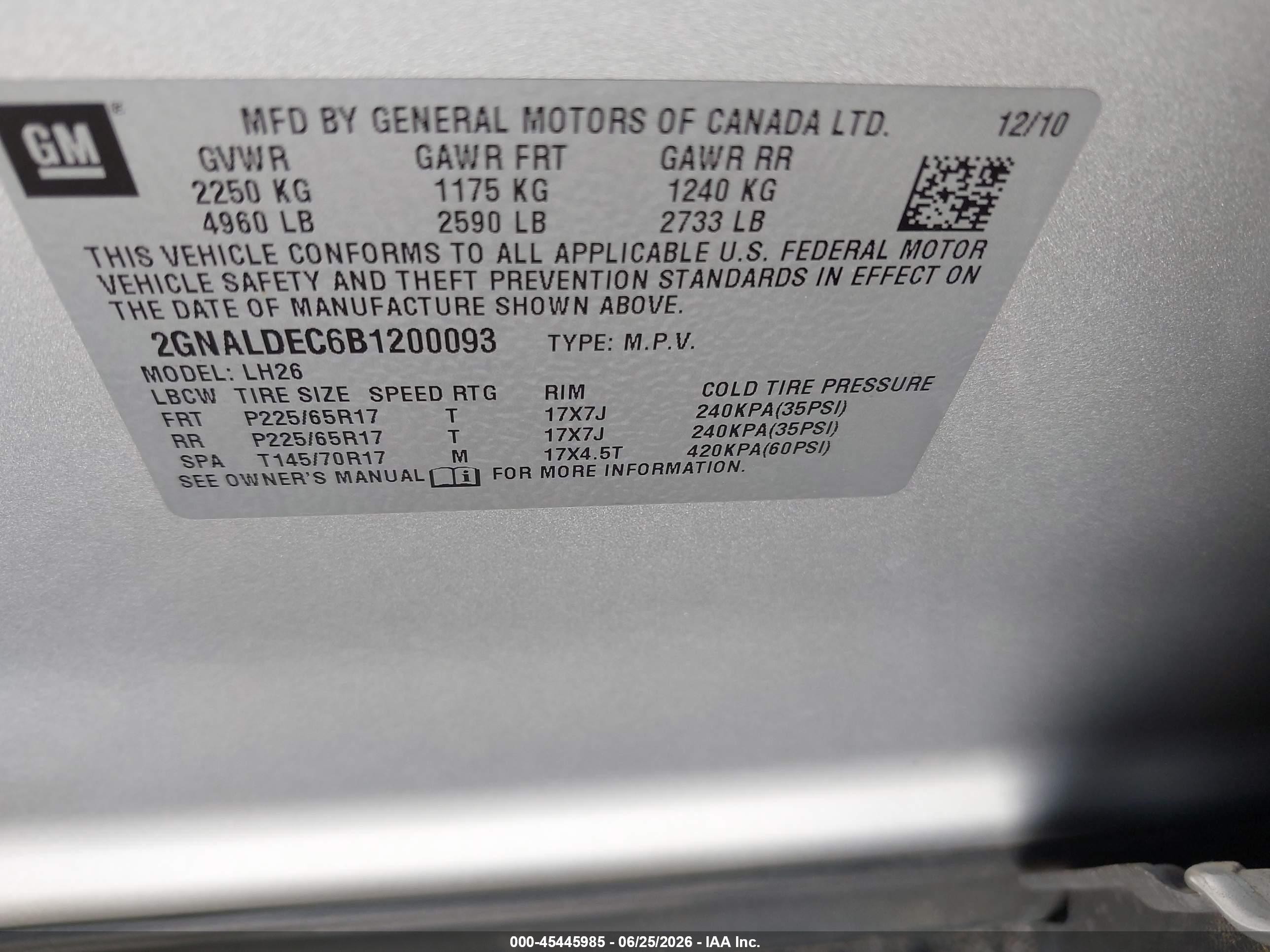 2011 Chevrolet Equinox Lt W/1lt Silver vin: 2GNALDEC6B1200093