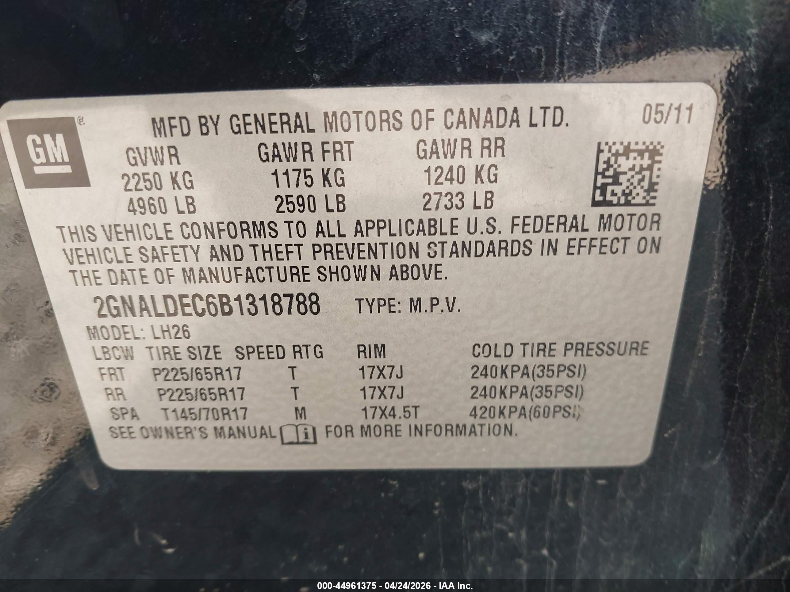 2011 Chevrolet Equinox 1lt Black vin: 2GNALDEC6B1318788