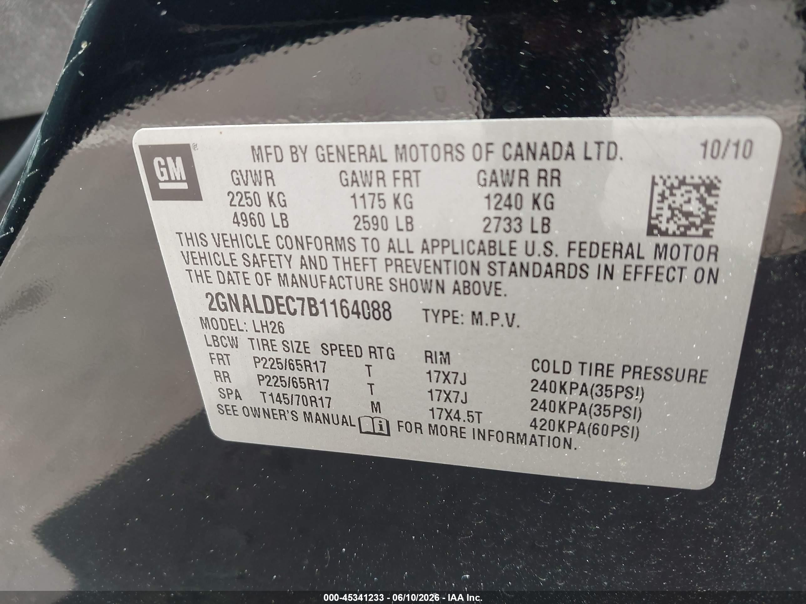 2011 Chevrolet Equinox 1lt Black vin: 2GNALDEC7B1164088