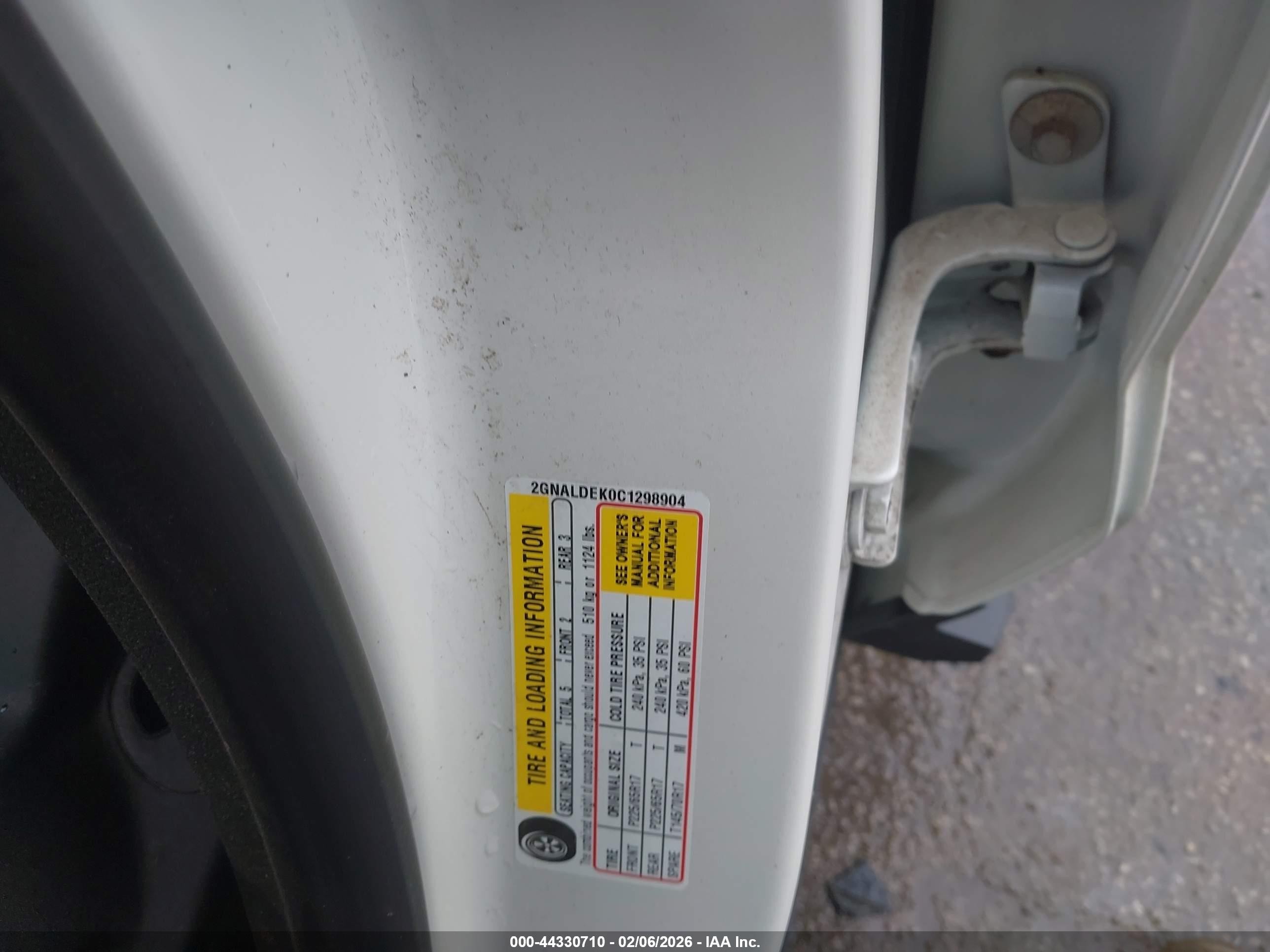 2012 Chevrolet Equinox 1lt White vin: 2GNALDEK0C1298904