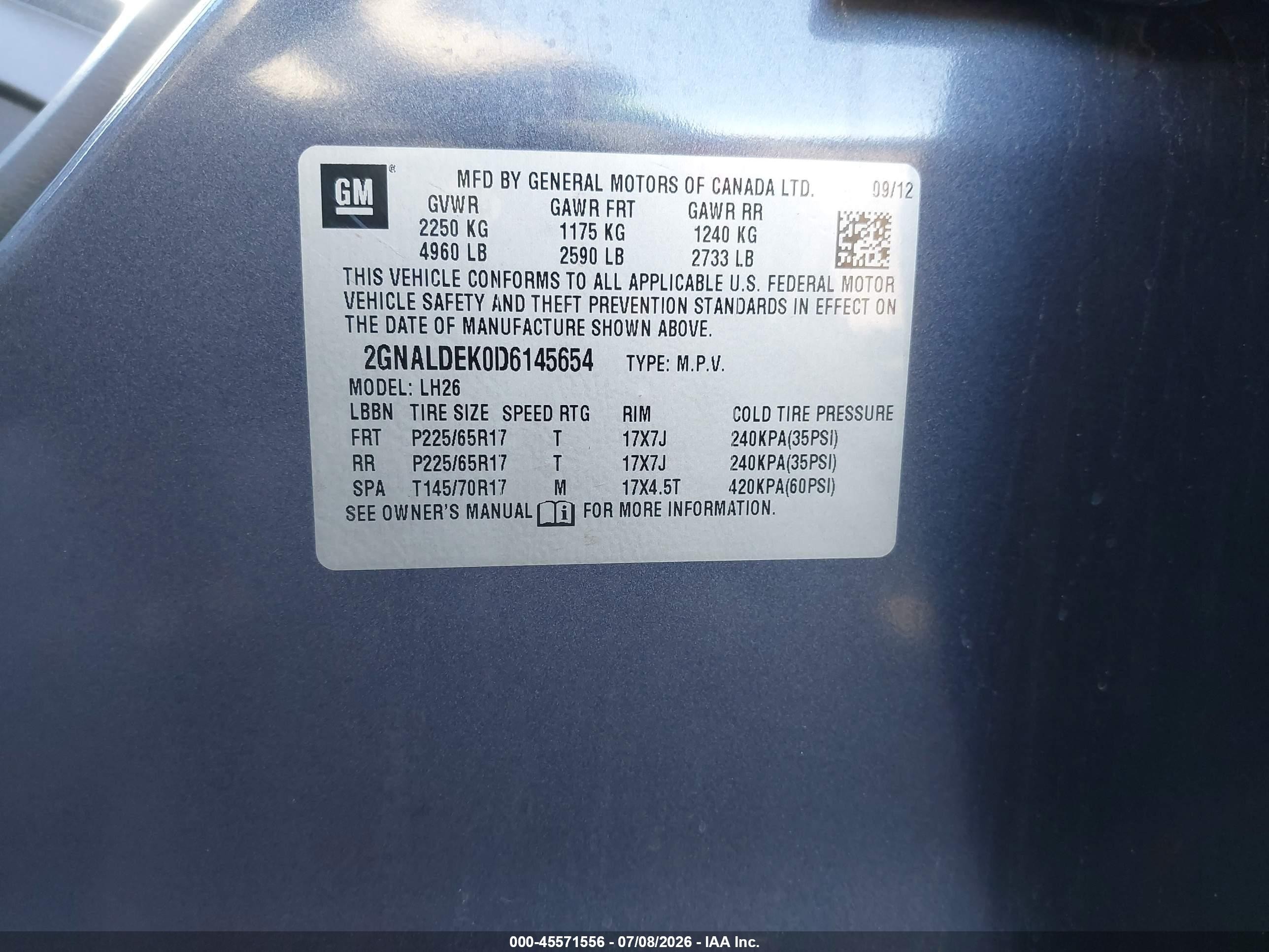 2013 Chevrolet Equinox Lt Navy vin: 2GNALDEK0D6145654
