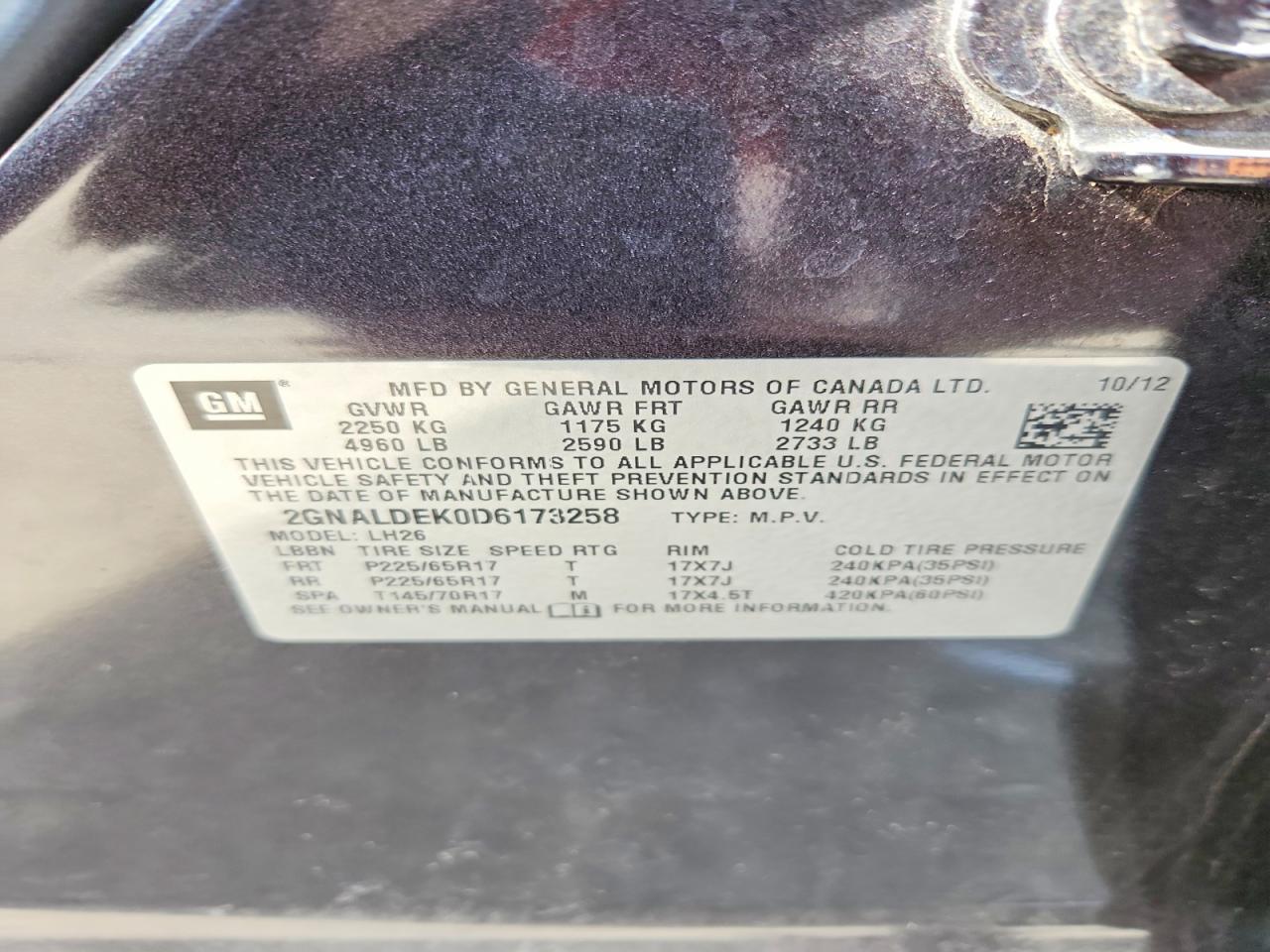 2013 Chevrolet Equinox Lt Угольный vin: 2GNALDEK0D6173258