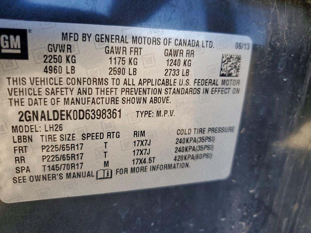 2013 Chevrolet Equinox Lt Charcoal vin: 2GNALDEK0D6398361