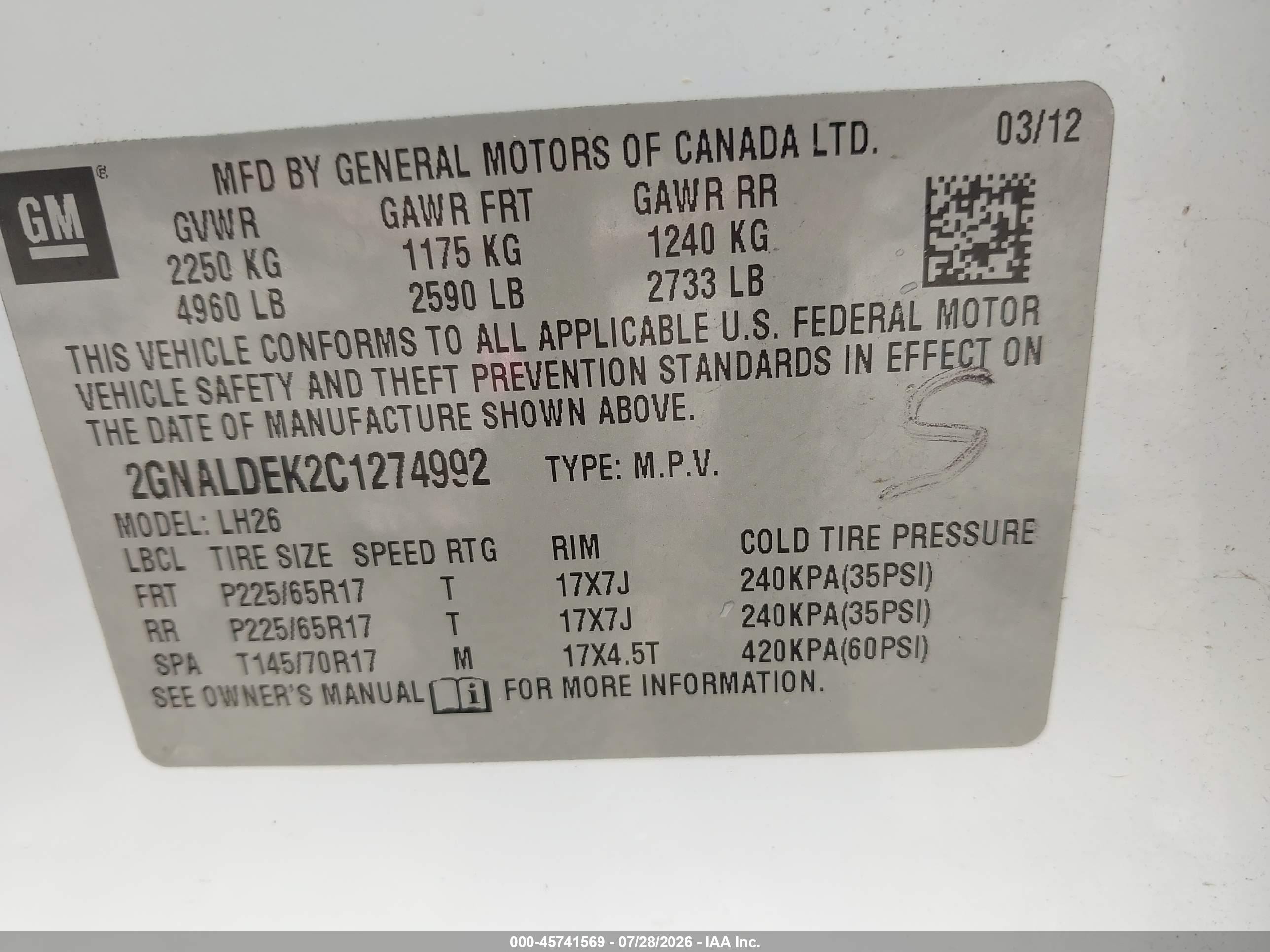 2012 Chevrolet Equinox 1lt White vin: 2GNALDEK2C1274992