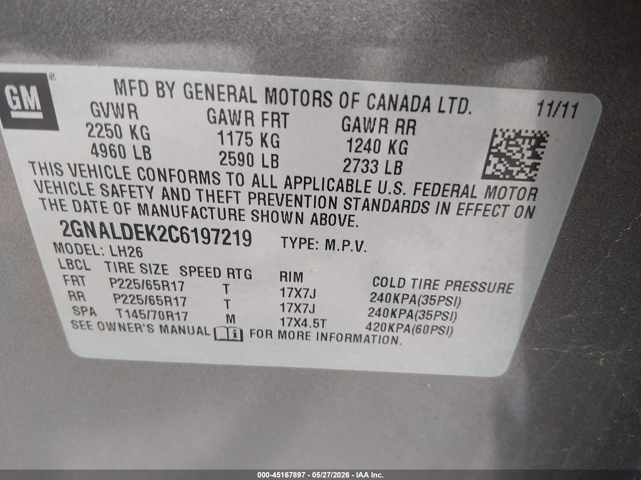 2012 Chevrolet Equinox 1lt Gray vin: 2GNALDEK2C6197219
