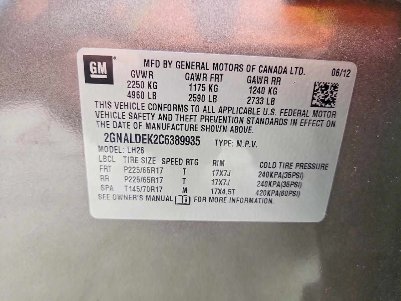 2012 Chevrolet Equinox Lt Gray vin: 2GNALDEK2C6389935