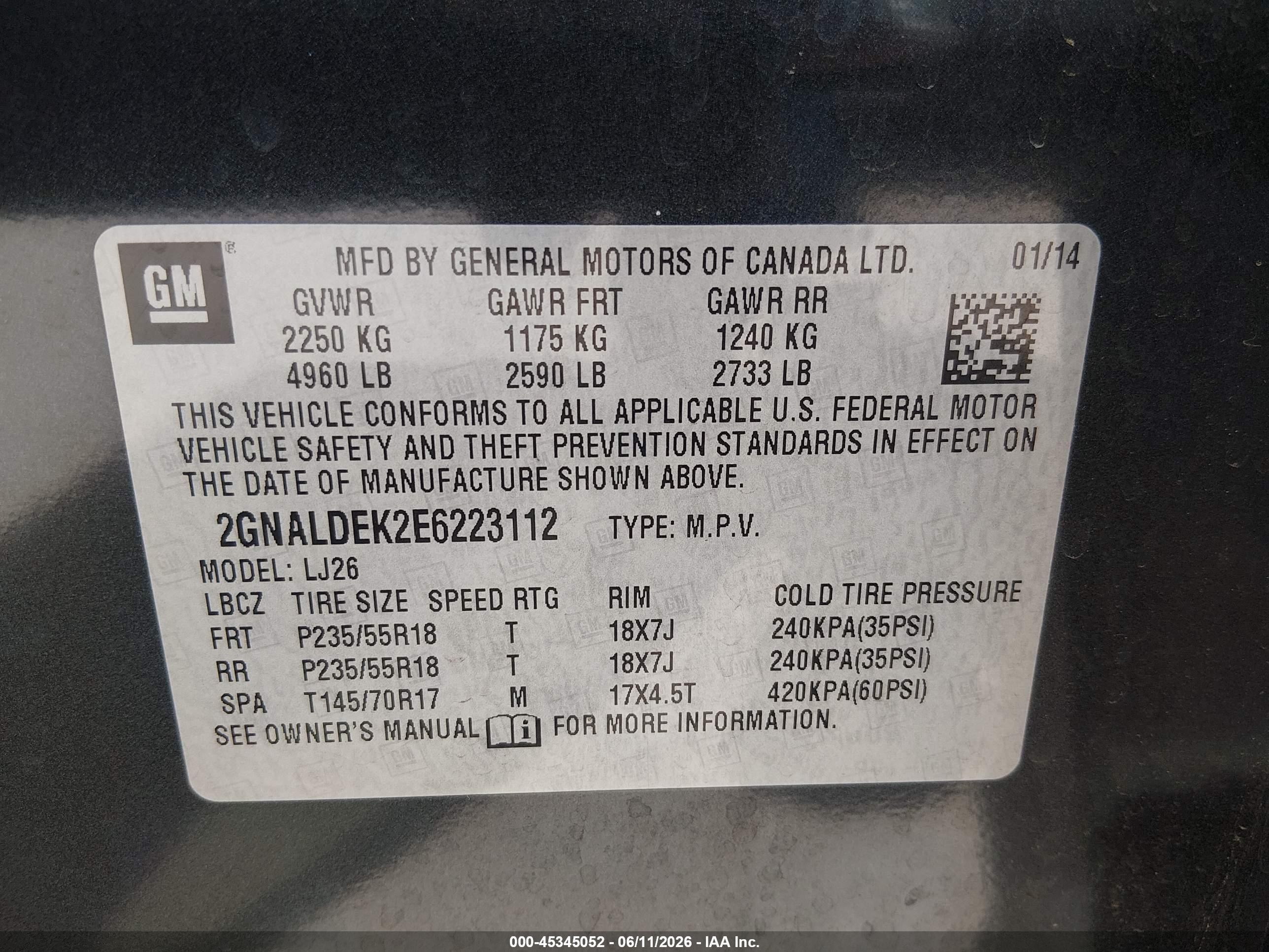2014 Chevrolet Equinox Ltz Gray vin: 2GNALDEK2E6223112