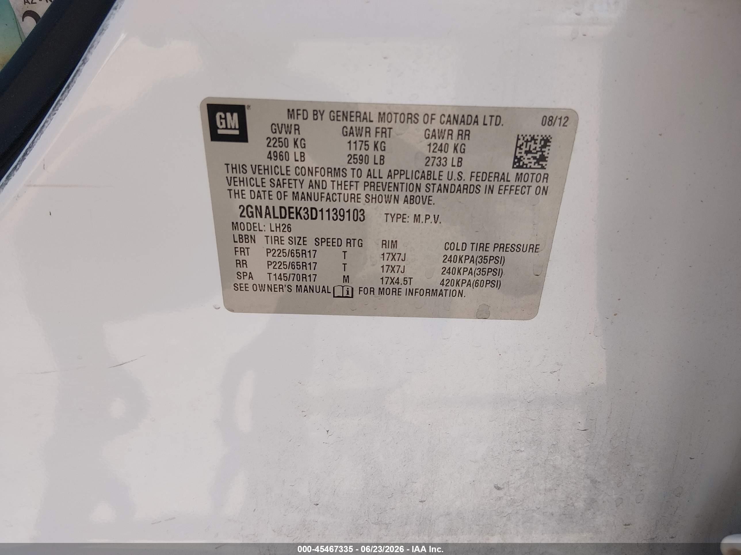2013 Chevrolet Equinox Lt White vin: 2GNALDEK3D1139103
