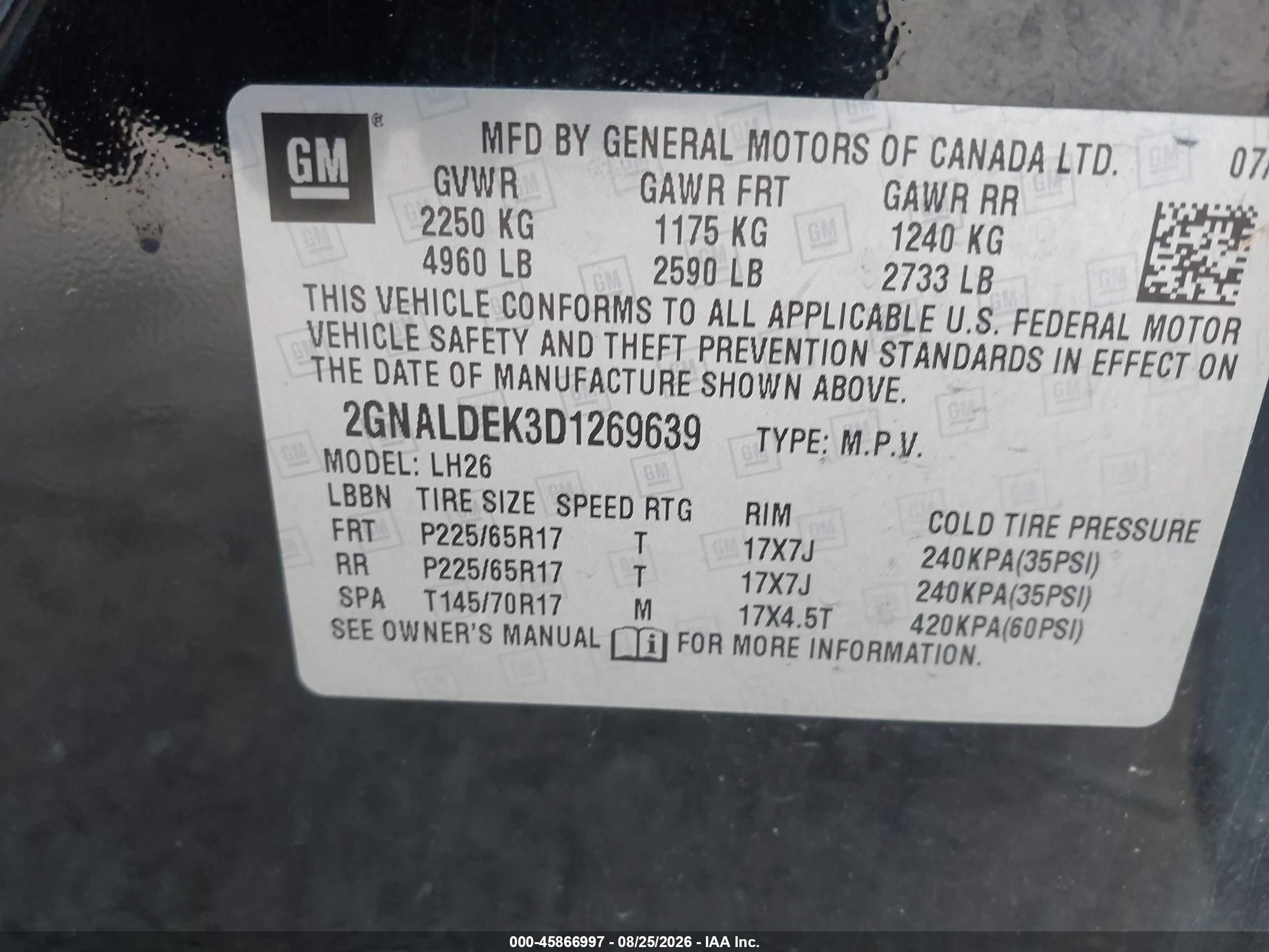2013 Chevrolet Equinox 1lt Black vin: 2GNALDEK3D1269639