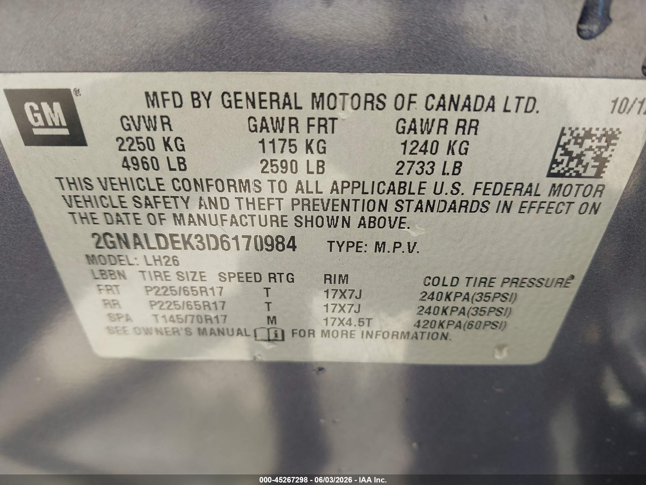 2013 Chevrolet Equinox 1lt Blue vin: 2GNALDEK3D6170984