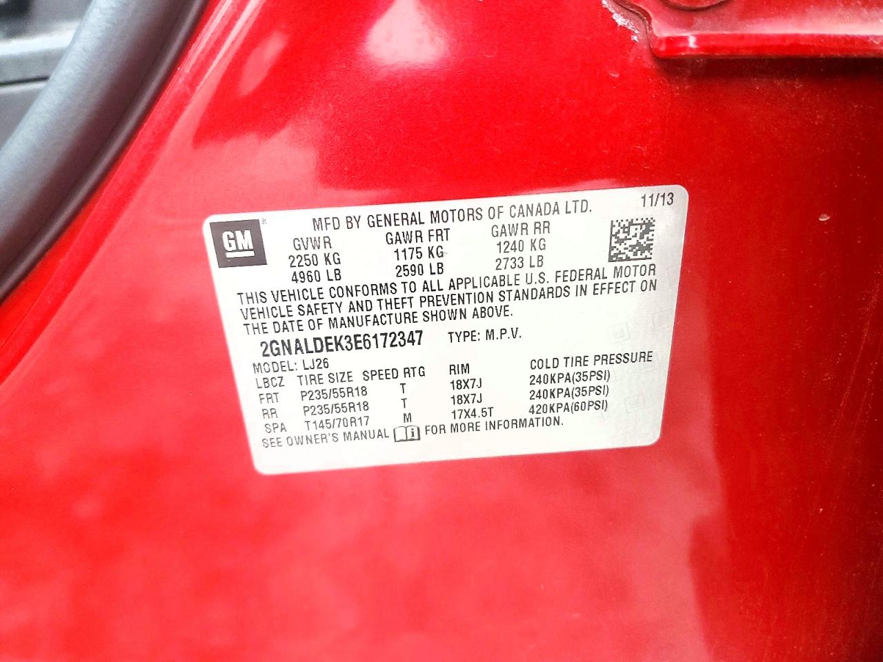 2014 Chevrolet Equinox Ltz Красный vin: 2GNALDEK3E6172347