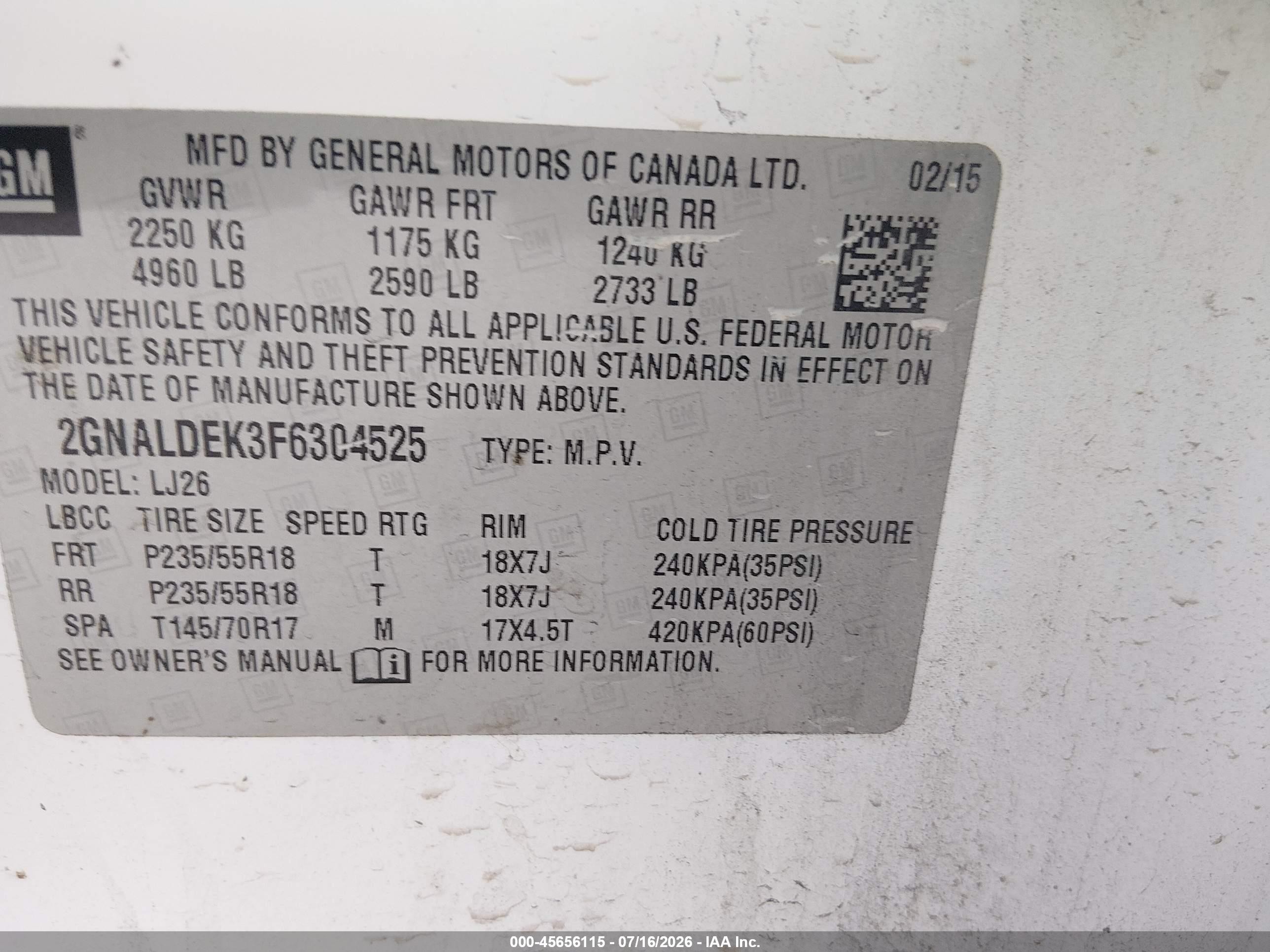2015 Chevrolet Equinox Ltz White vin: 2GNALDEK3F6304525