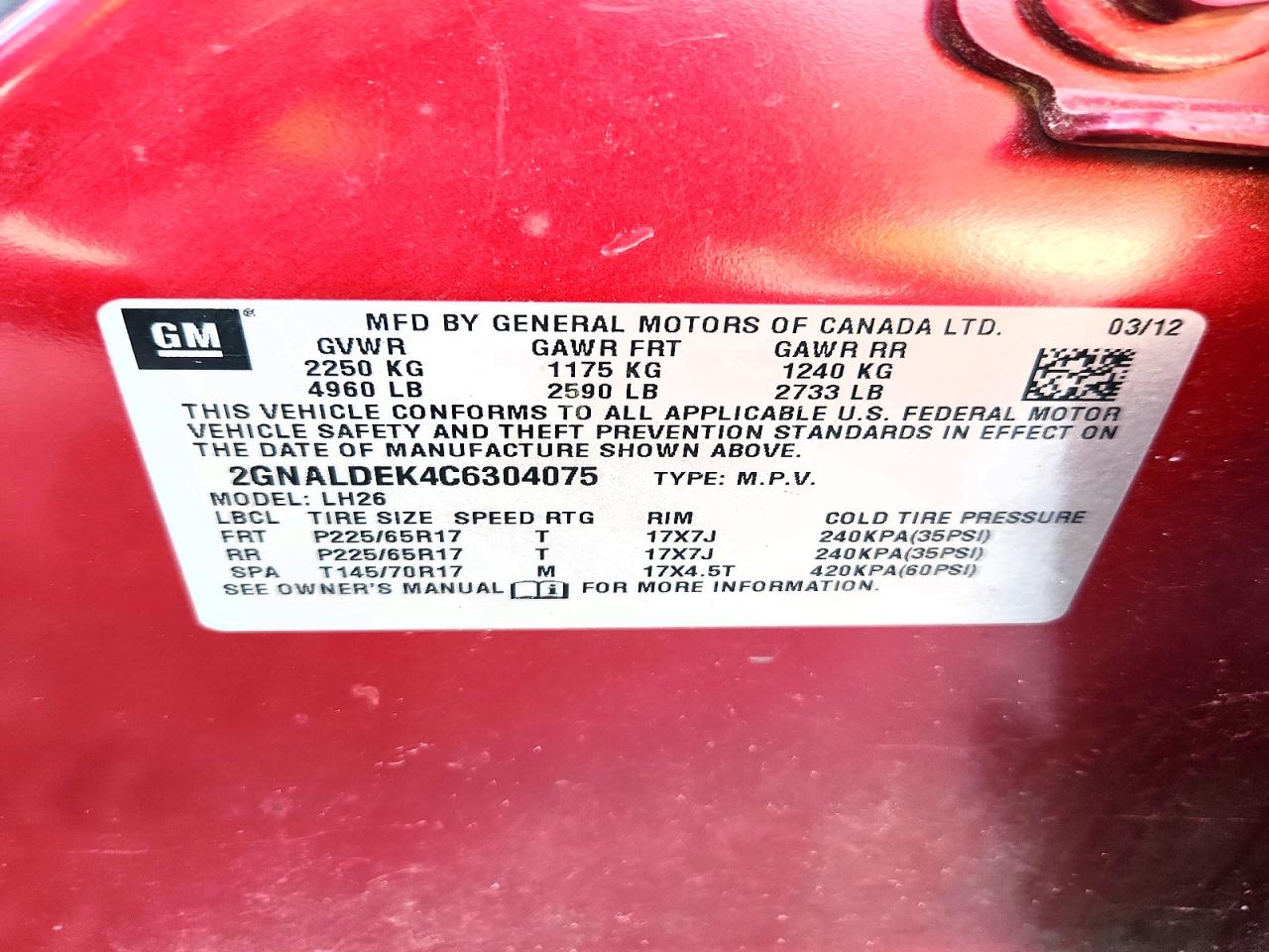 2012 Chevrolet Equinox Lt Maroon vin: 2GNALDEK4C6304075