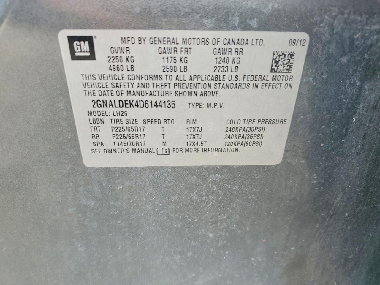 2013 Chevrolet Equanoix Gray vin: 2GNALDEK4D6144135