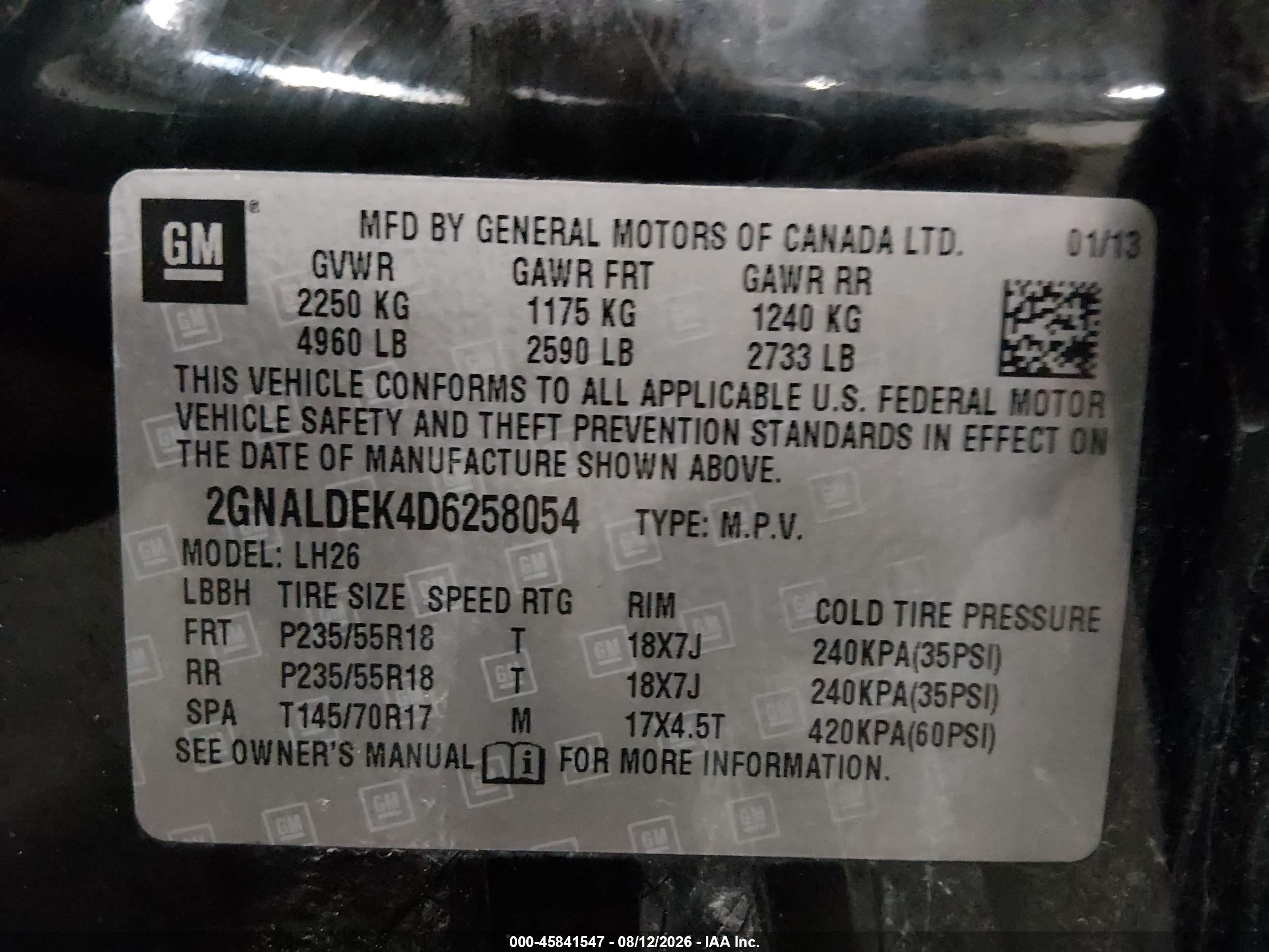 2013 Chevrolet Equinox Lt Black vin: 2GNALDEK4D6258054