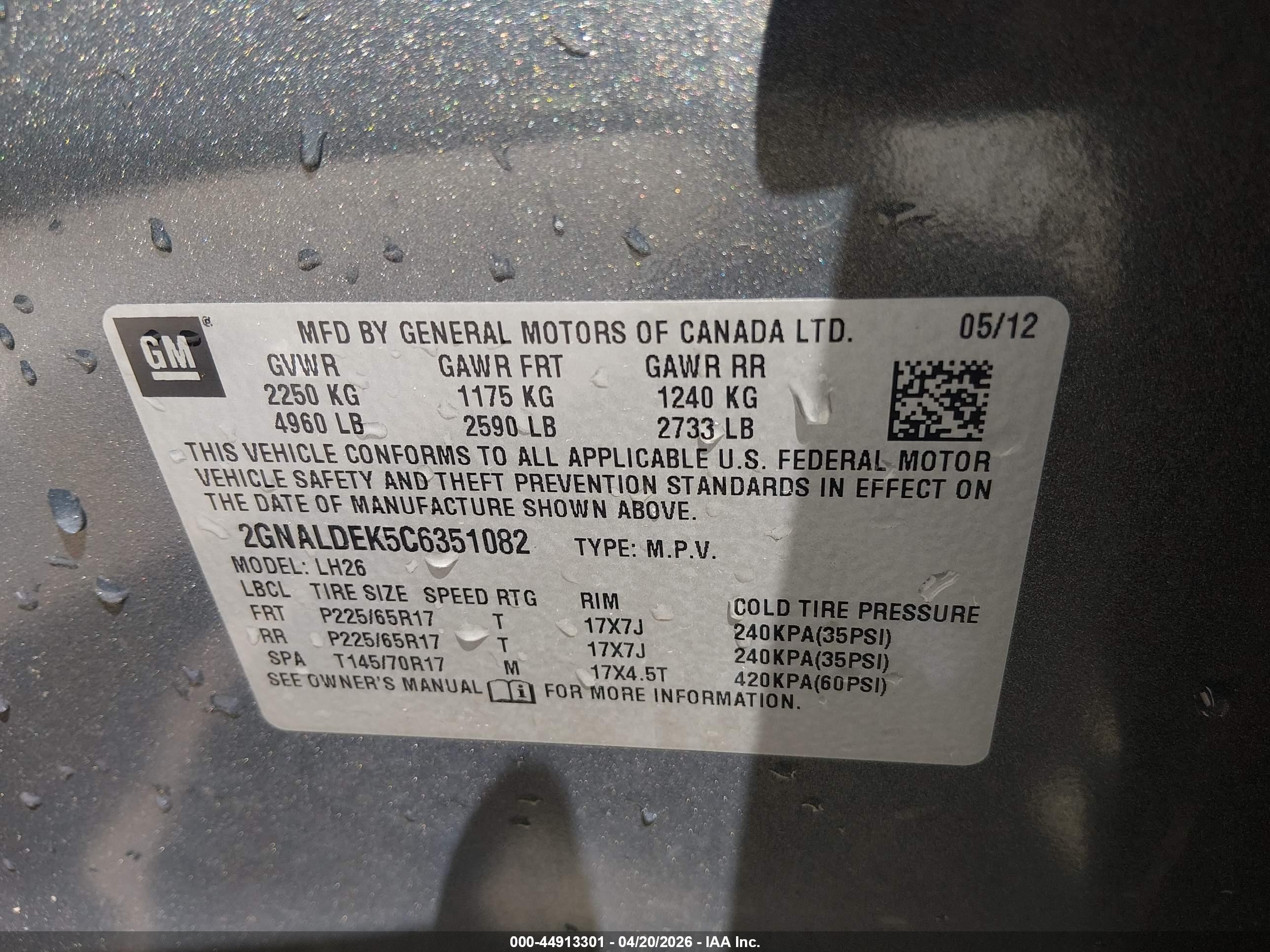 2012 Chevrolet Equinox 1lt Gray vin: 2GNALDEK5C6351082