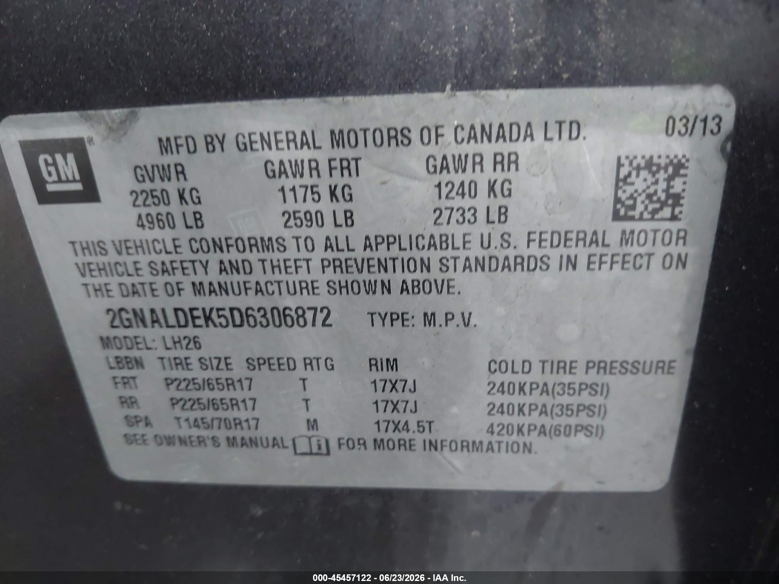 2013 Chevrolet Equinox Lt Black vin: 2GNALDEK5D6306872