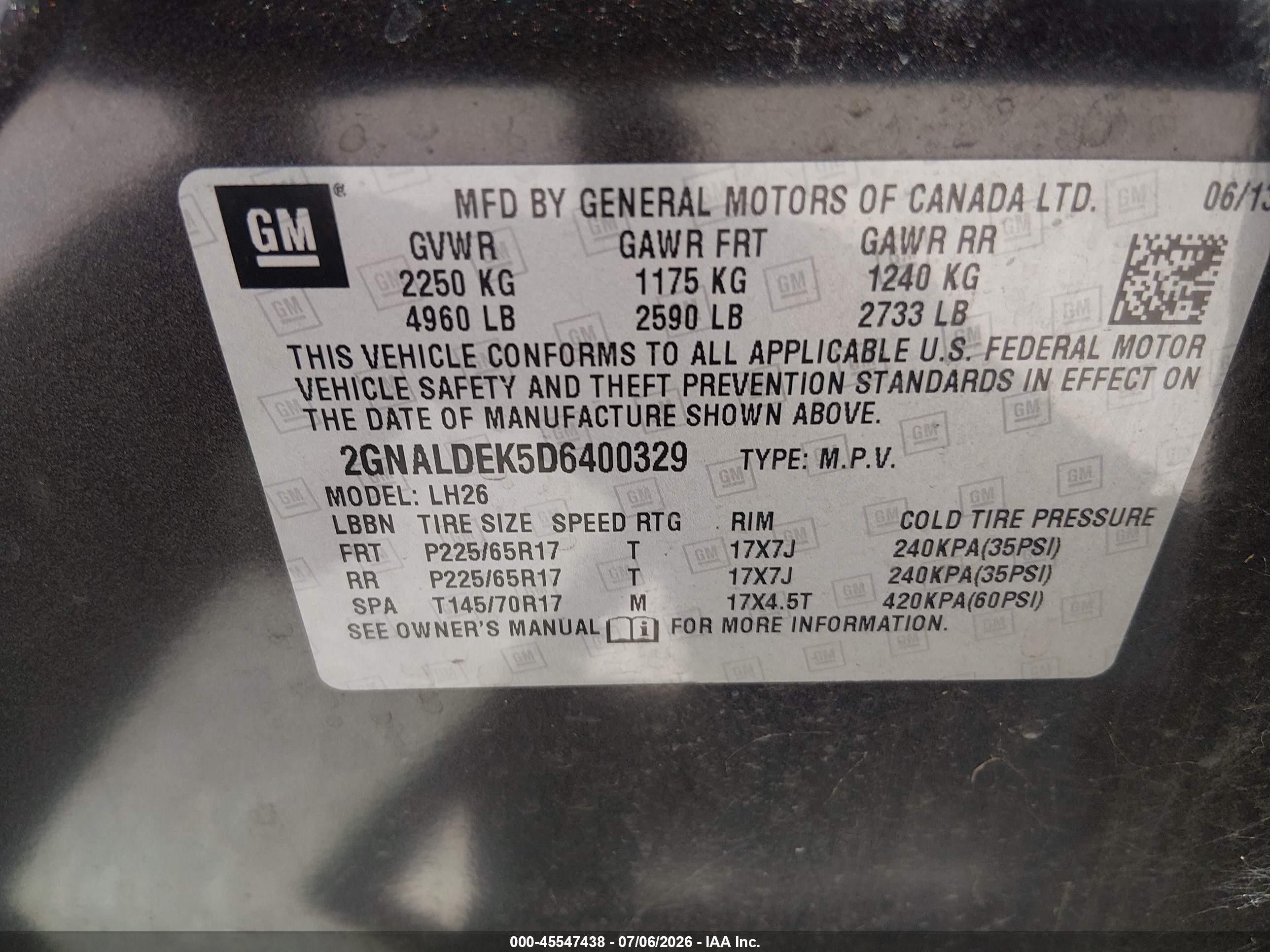 2013 Chevrolet Equinox 1lt Black vin: 2GNALDEK5D6400329