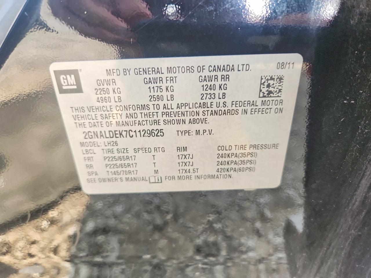 2012 Chevrolet Equinox Lt Черный vin: 2GNALDEK7C1129625
