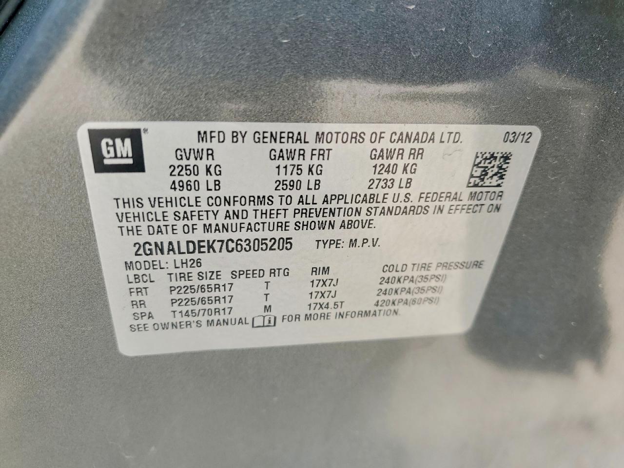 2012 Chevrolet Equinox Lt Gray vin: 2GNALDEK7C6305205