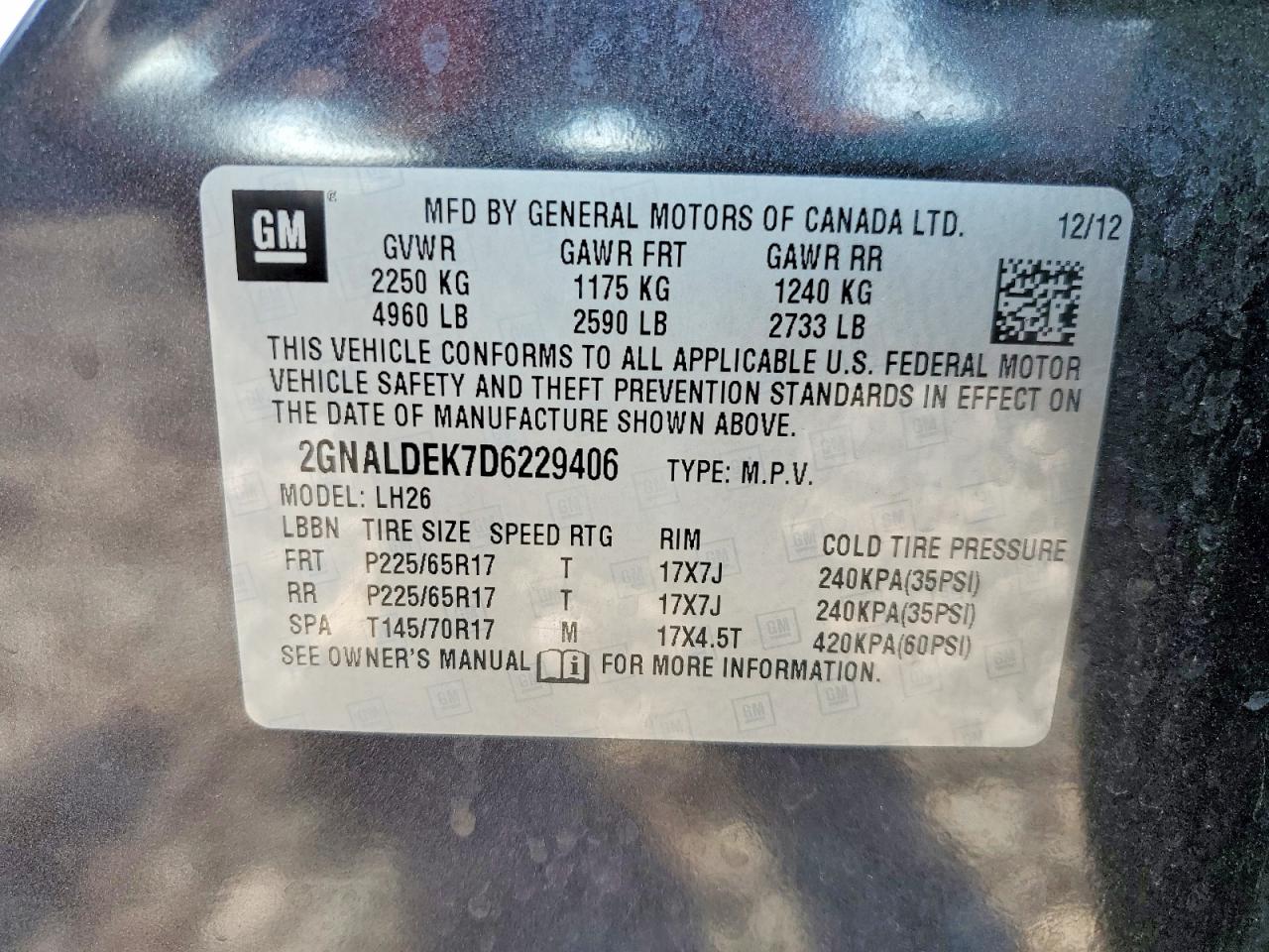 2013 Chevrolet Equinox Lt Charcoal vin: 2GNALDEK7D6229406