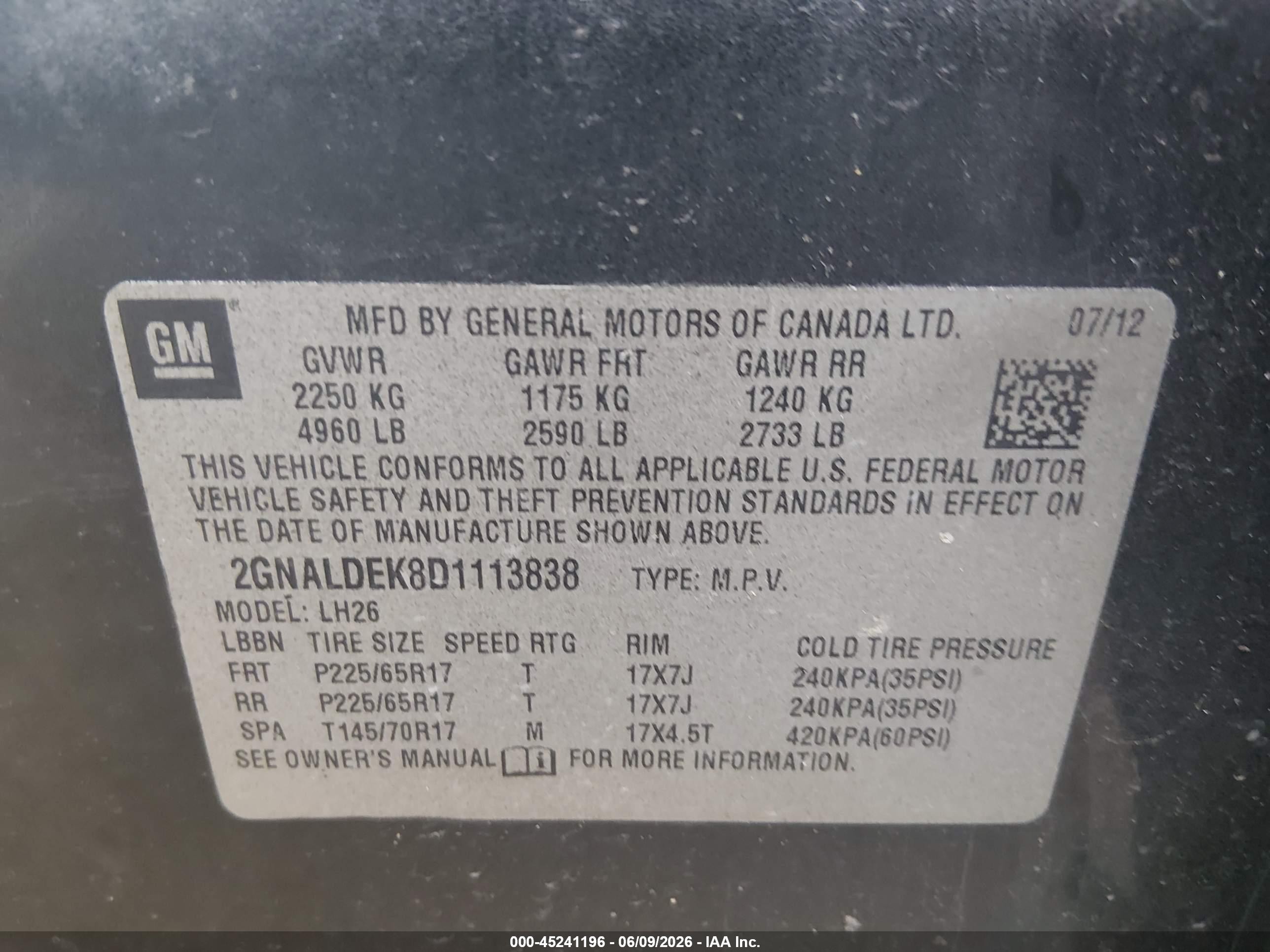 2013 Chevrolet Equinox 1lt Black vin: 2GNALDEK8D1113838