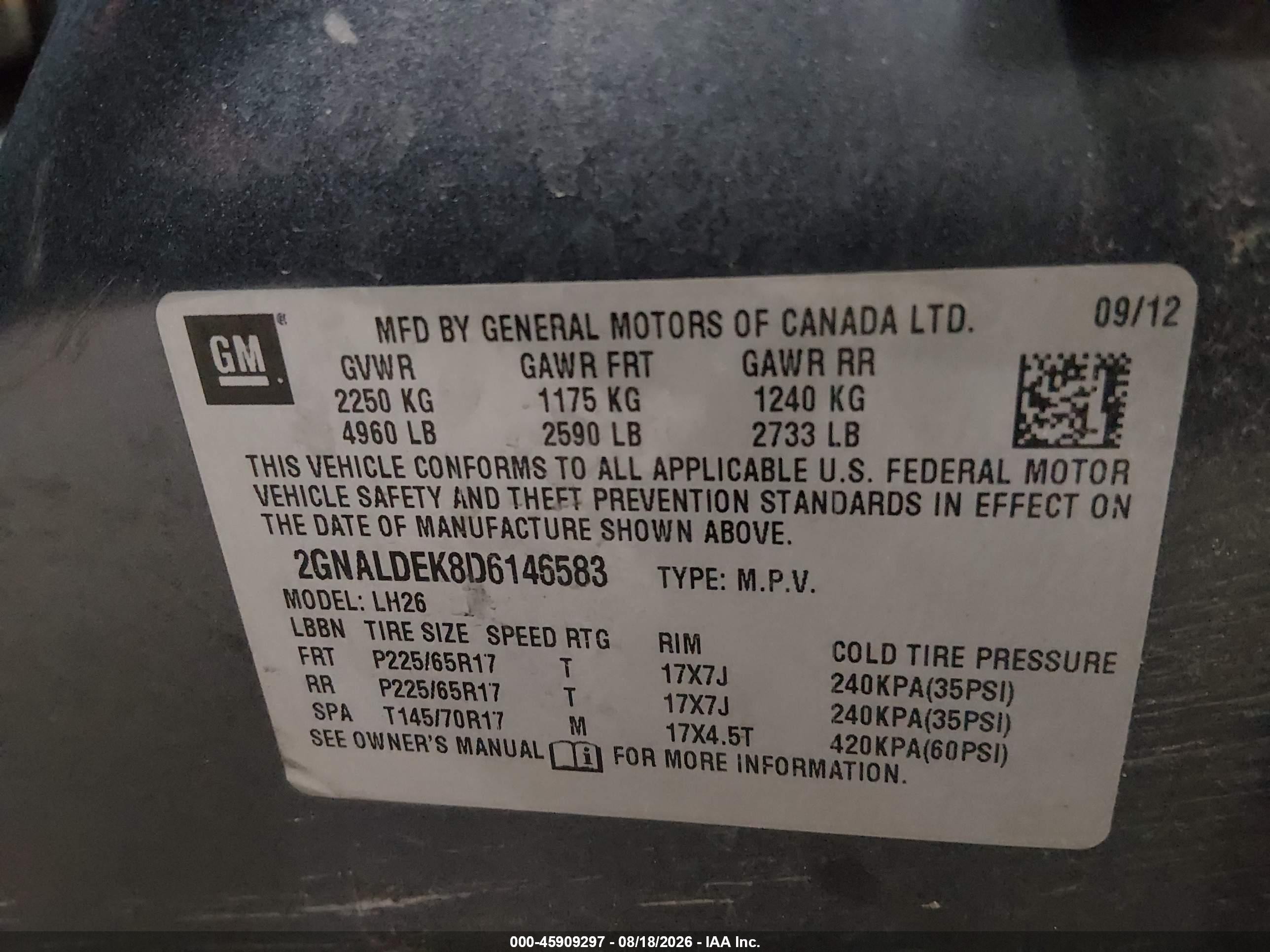2013 Chevrolet Equinox 1lt Blue vin: 2GNALDEK8D6146583