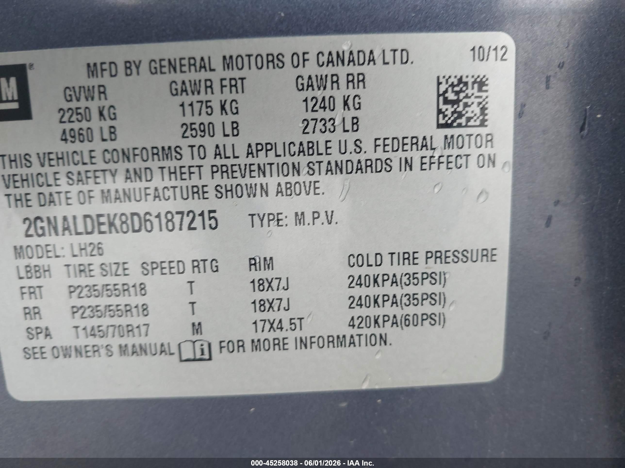 2013 Chevrolet Equinox 1lt Blue vin: 2GNALDEK8D6187215
