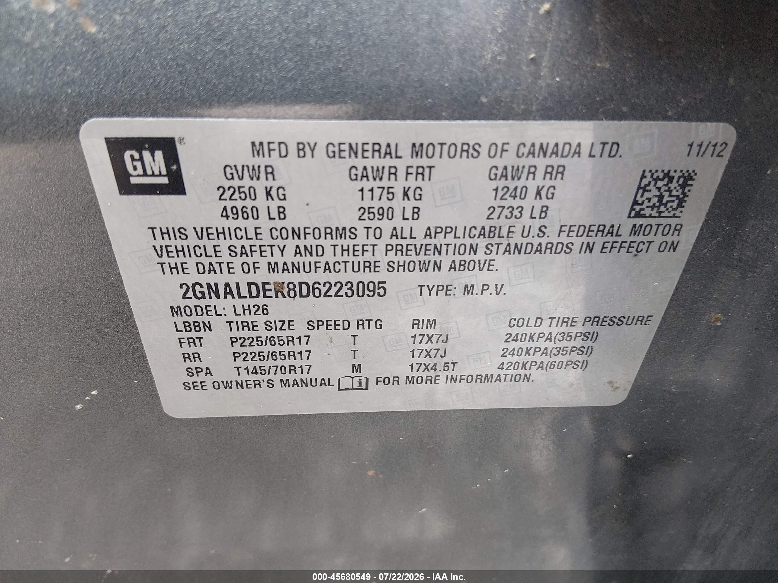 2013 Chevrolet Equinox Lt Gray vin: 2GNALDEK8D6223095