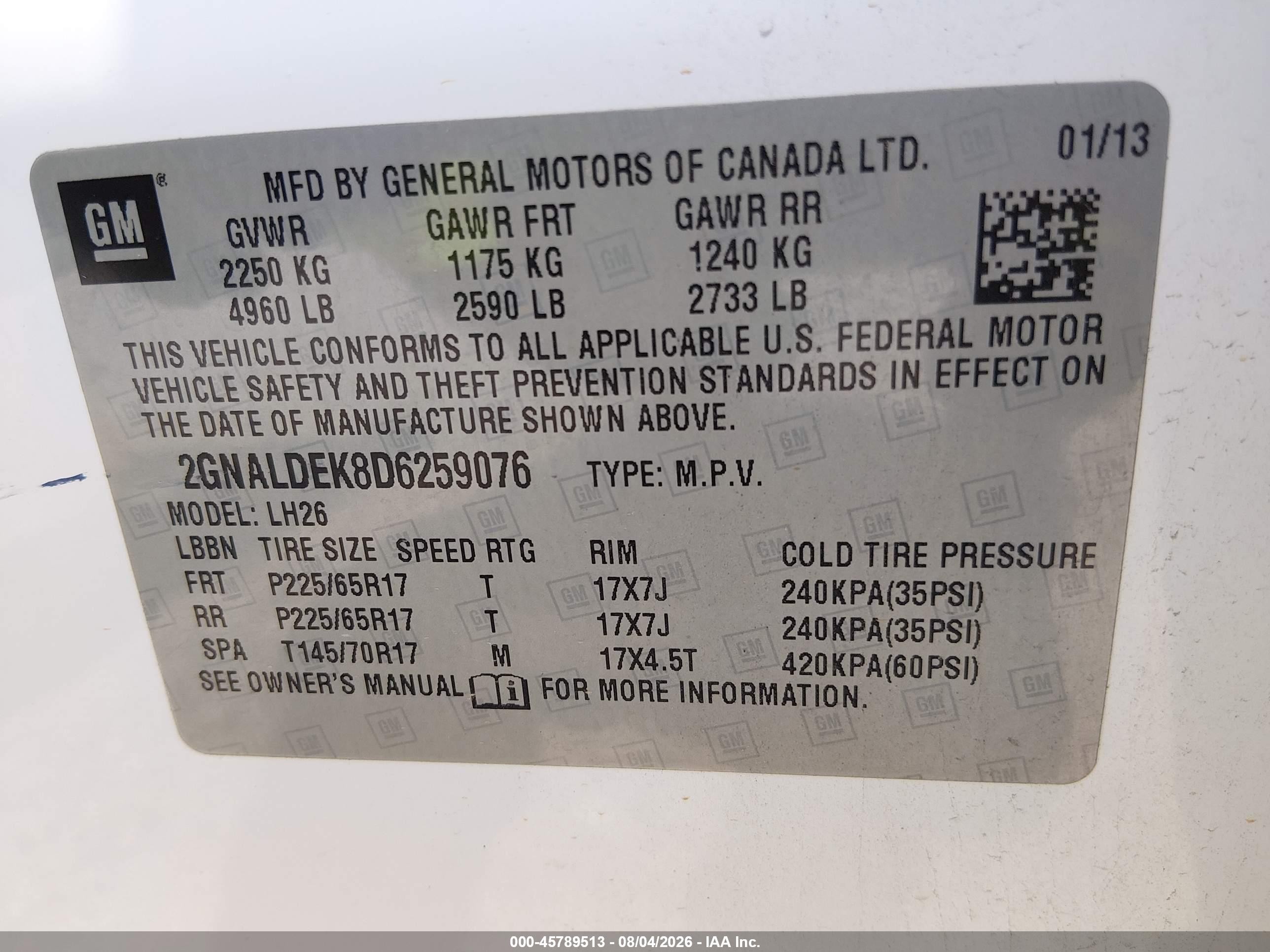 2013 Chevrolet Equinox Lt Белый vin: 2GNALDEK8D6259076