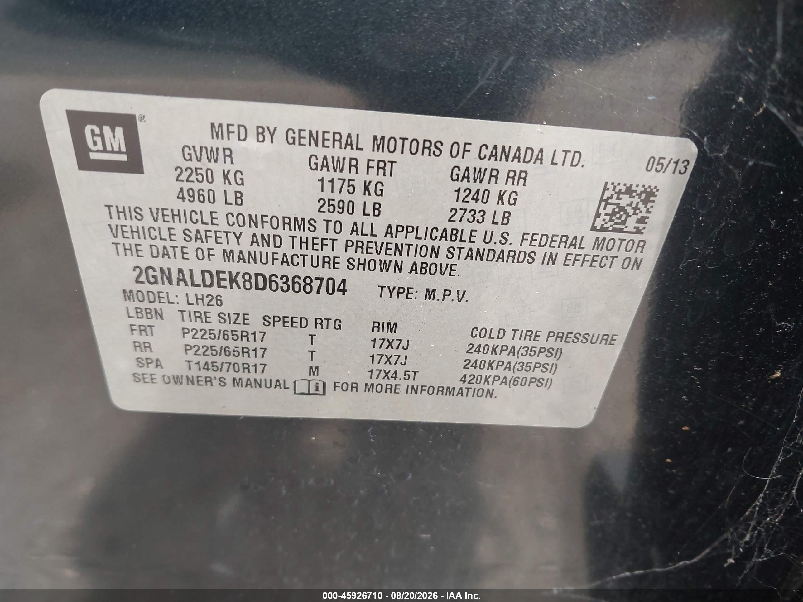 2013 Chevrolet Equinox 1lt Gray vin: 2GNALDEK8D6368704