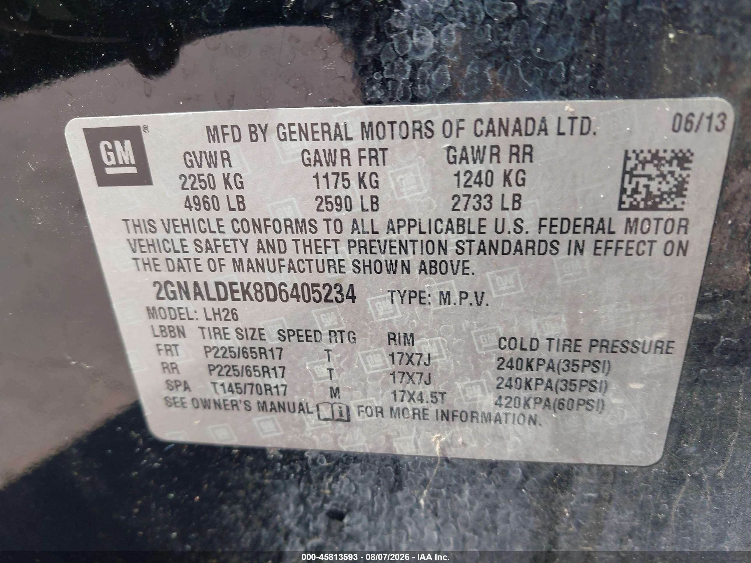 2013 Chevrolet Equinox Lt Black vin: 2GNALDEK8D6405234