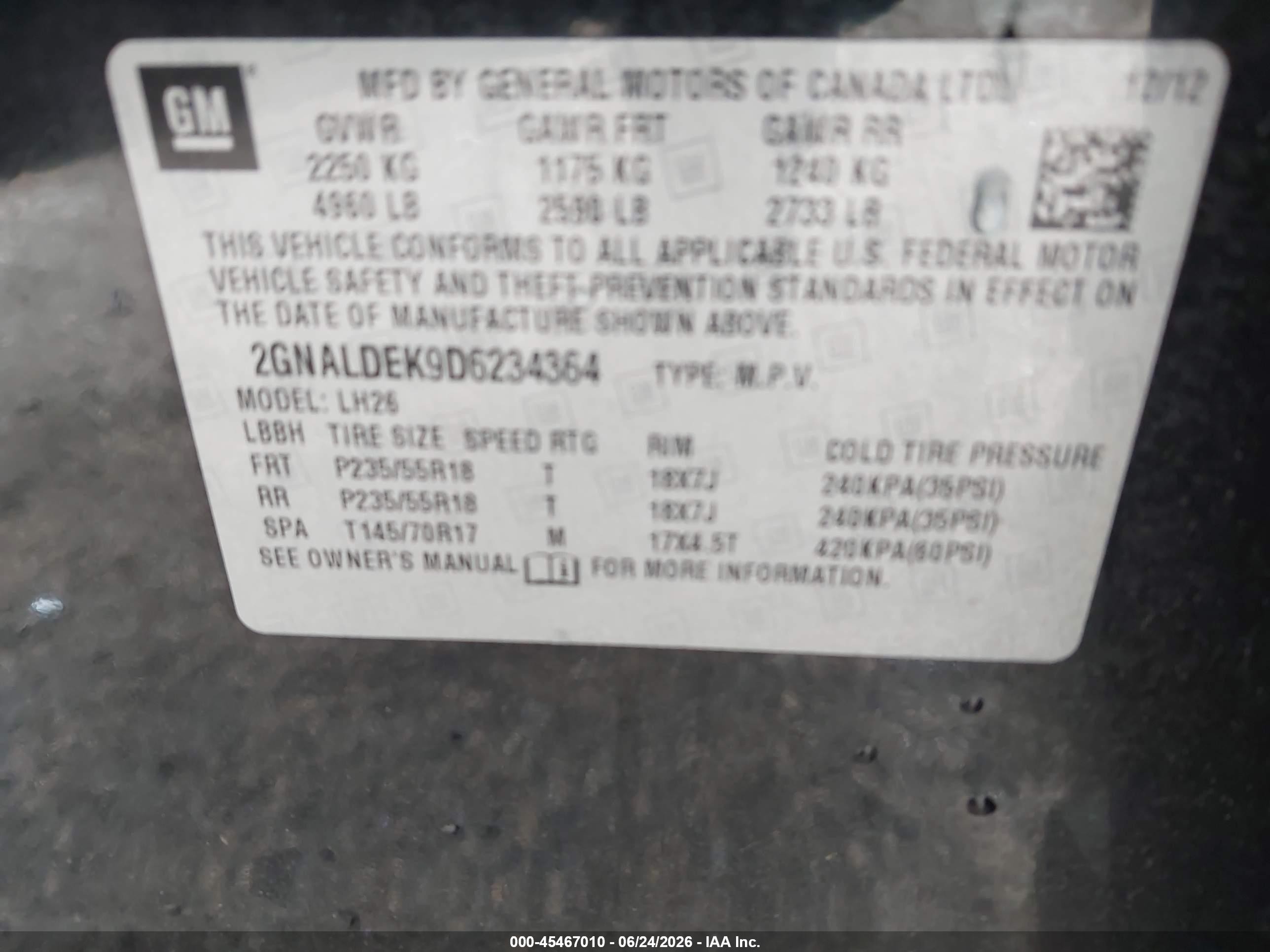 2013 Chevrolet Equinox Lt Black vin: 2GNALDEK9D6234364
