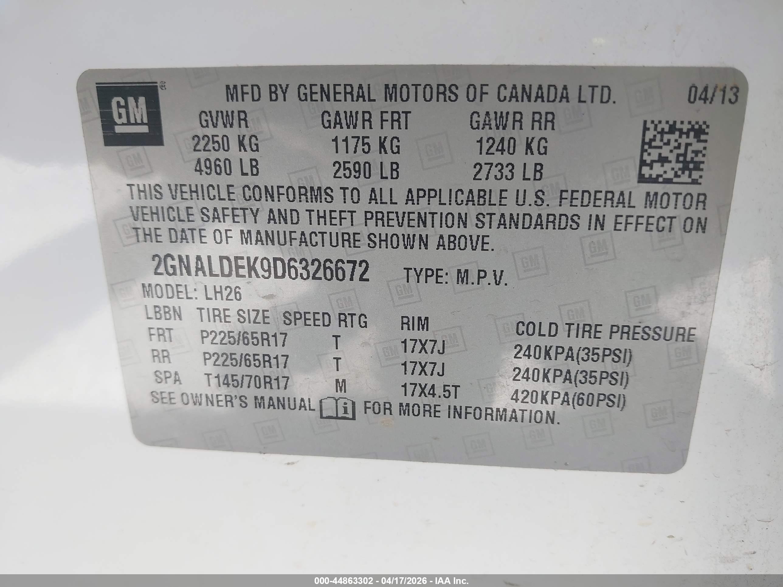 2013 Chevrolet Equinox 1lt White vin: 2GNALDEK9D6326672