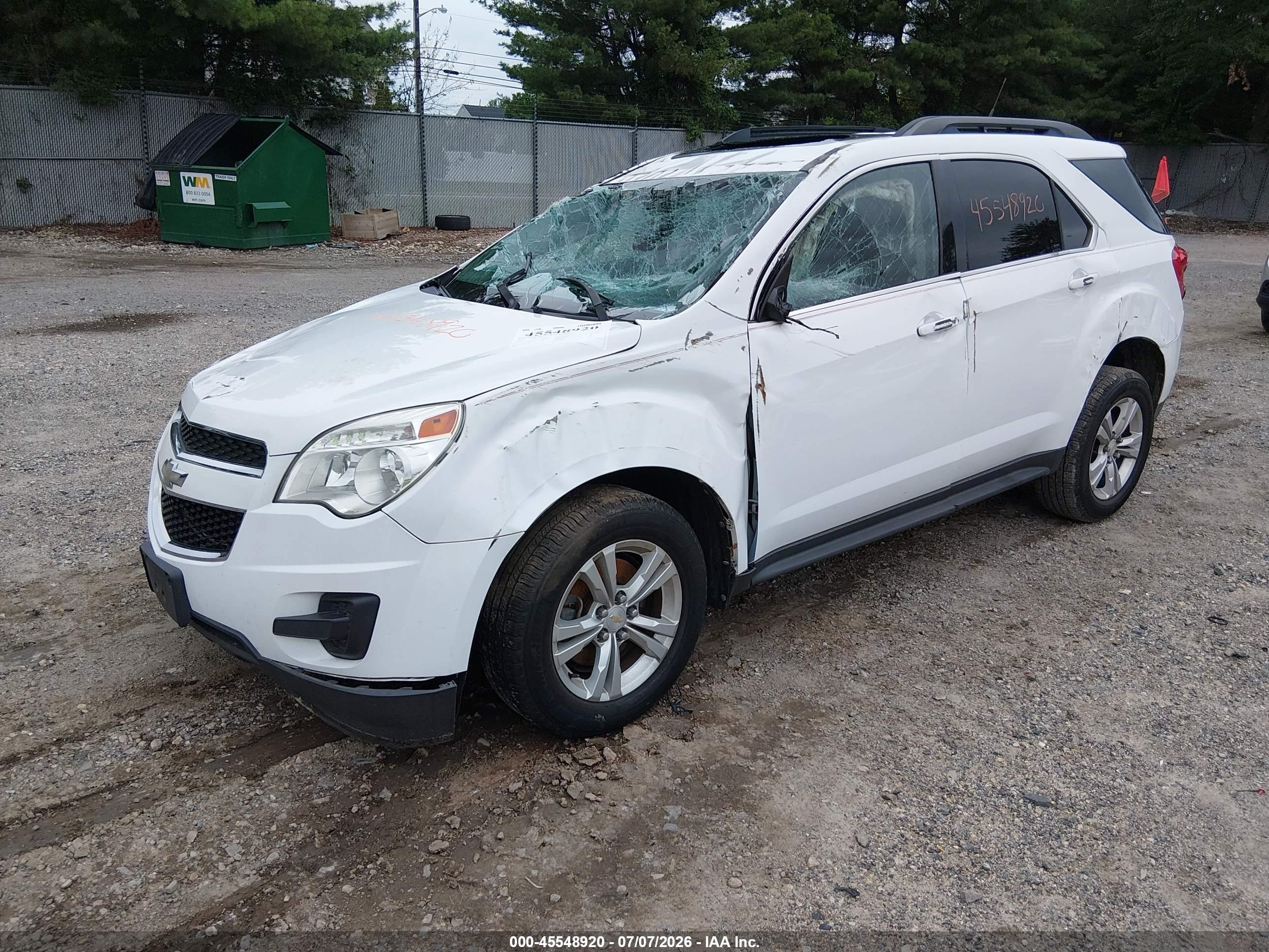 2012 Chevrolet Equinox Lt W/1lt White vin: 2GNALDEKXC1213163