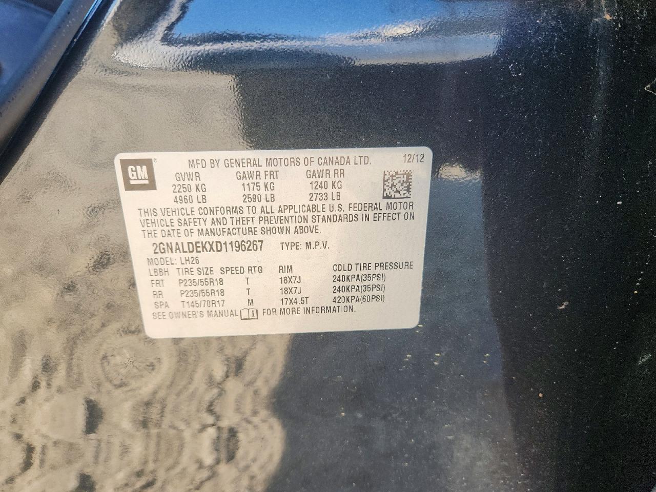 2013 Chevrolet Equinox Lt Угольный vin: 2GNALDEKXD1196267