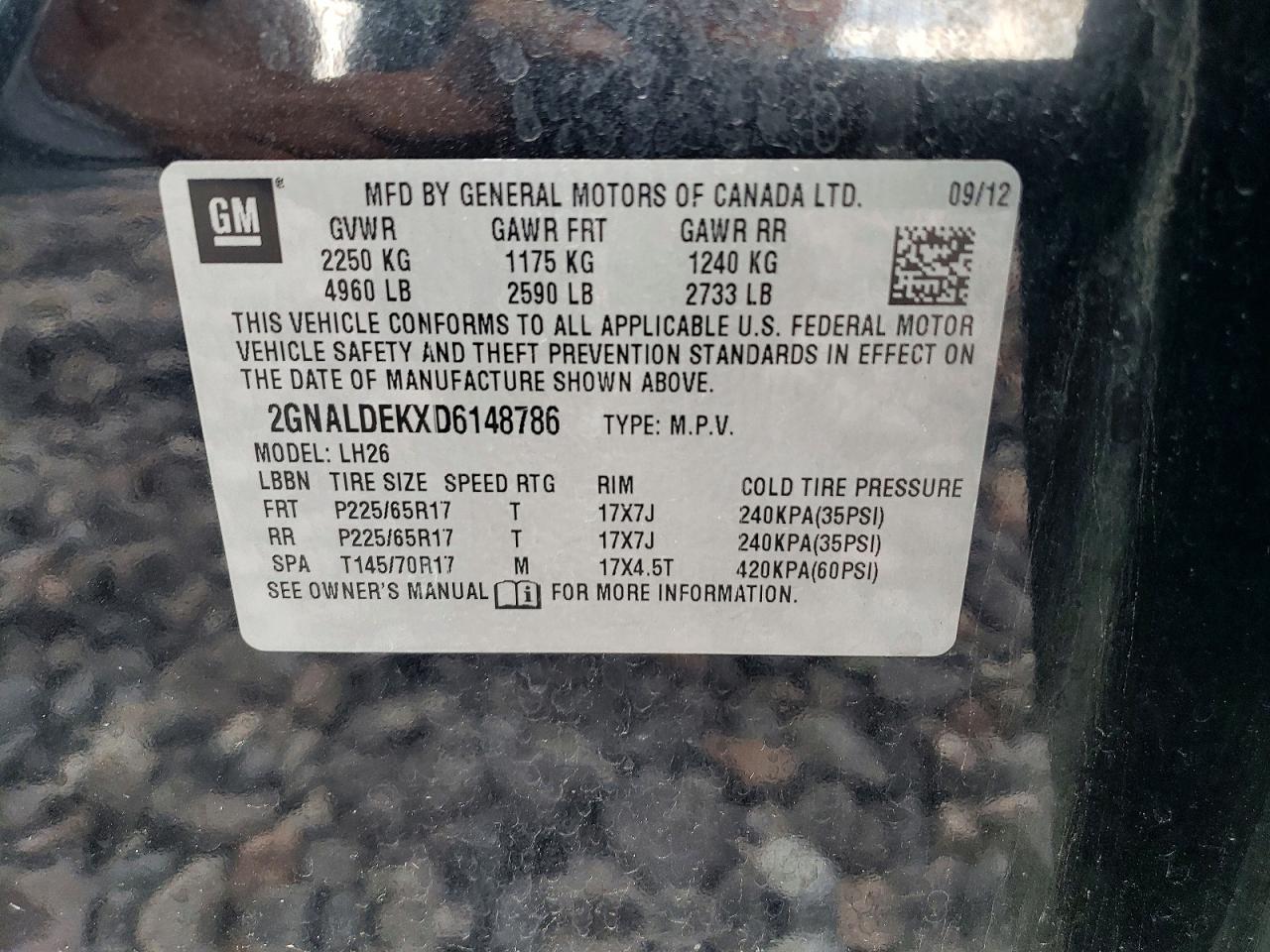 2013 Chevrolet Equinox Lt Black vin: 2GNALDEKXD6148786