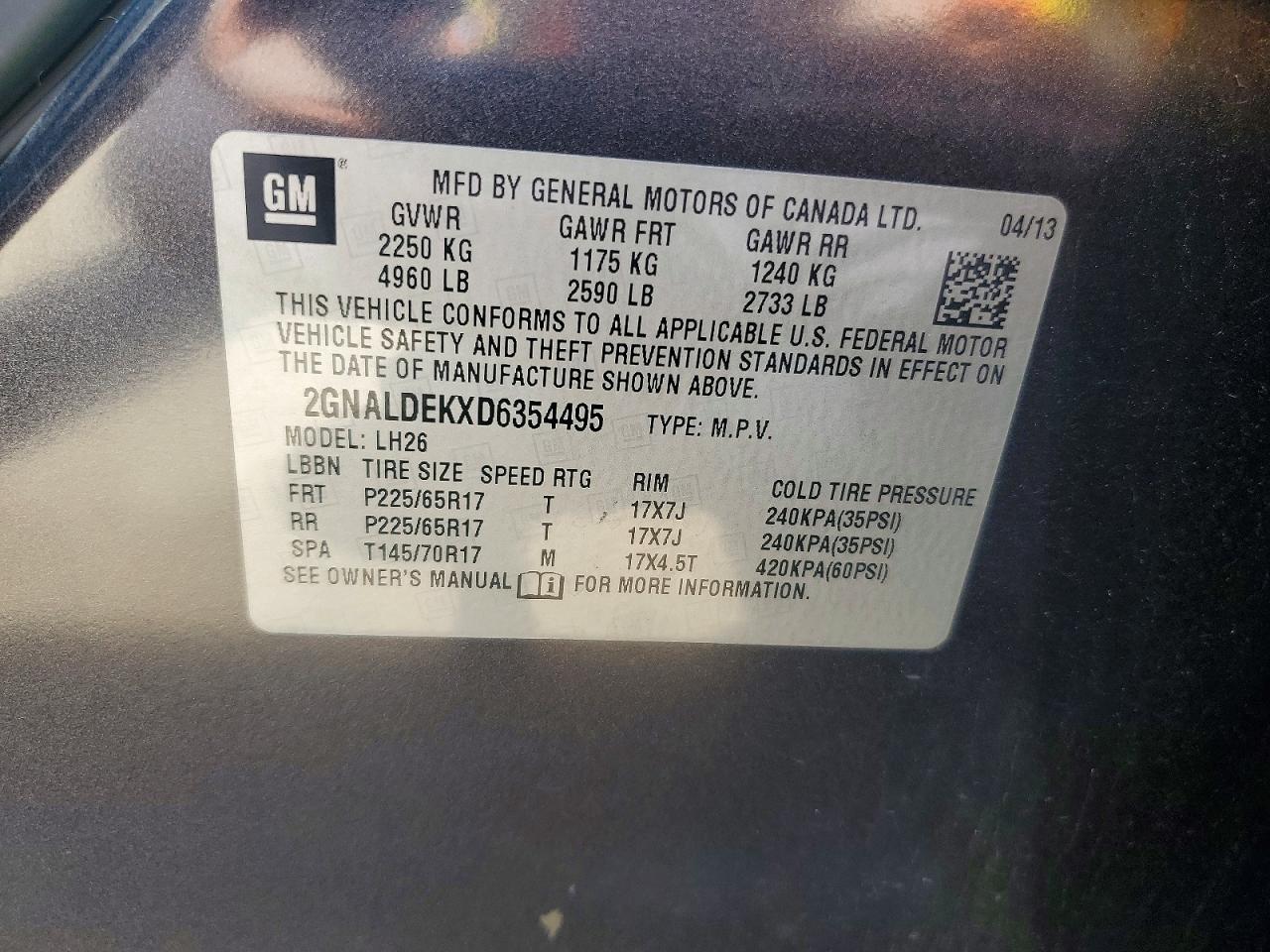 2013 Chevrolet Equinox Gray vin: 2GNALDEKXD6354495