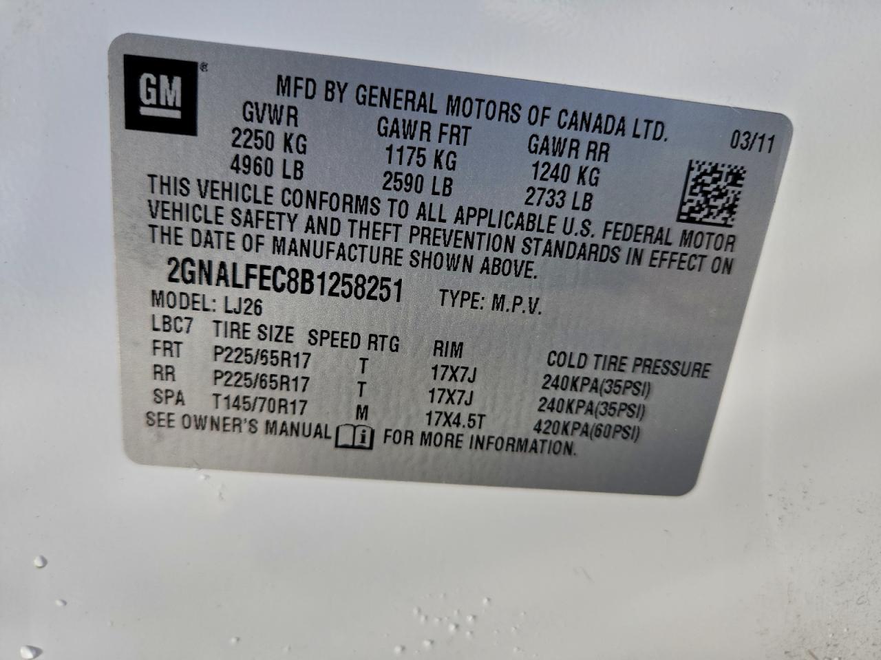 2011 Chevrolet Equinox Ltz White vin: 2GNALFEC8B1258251