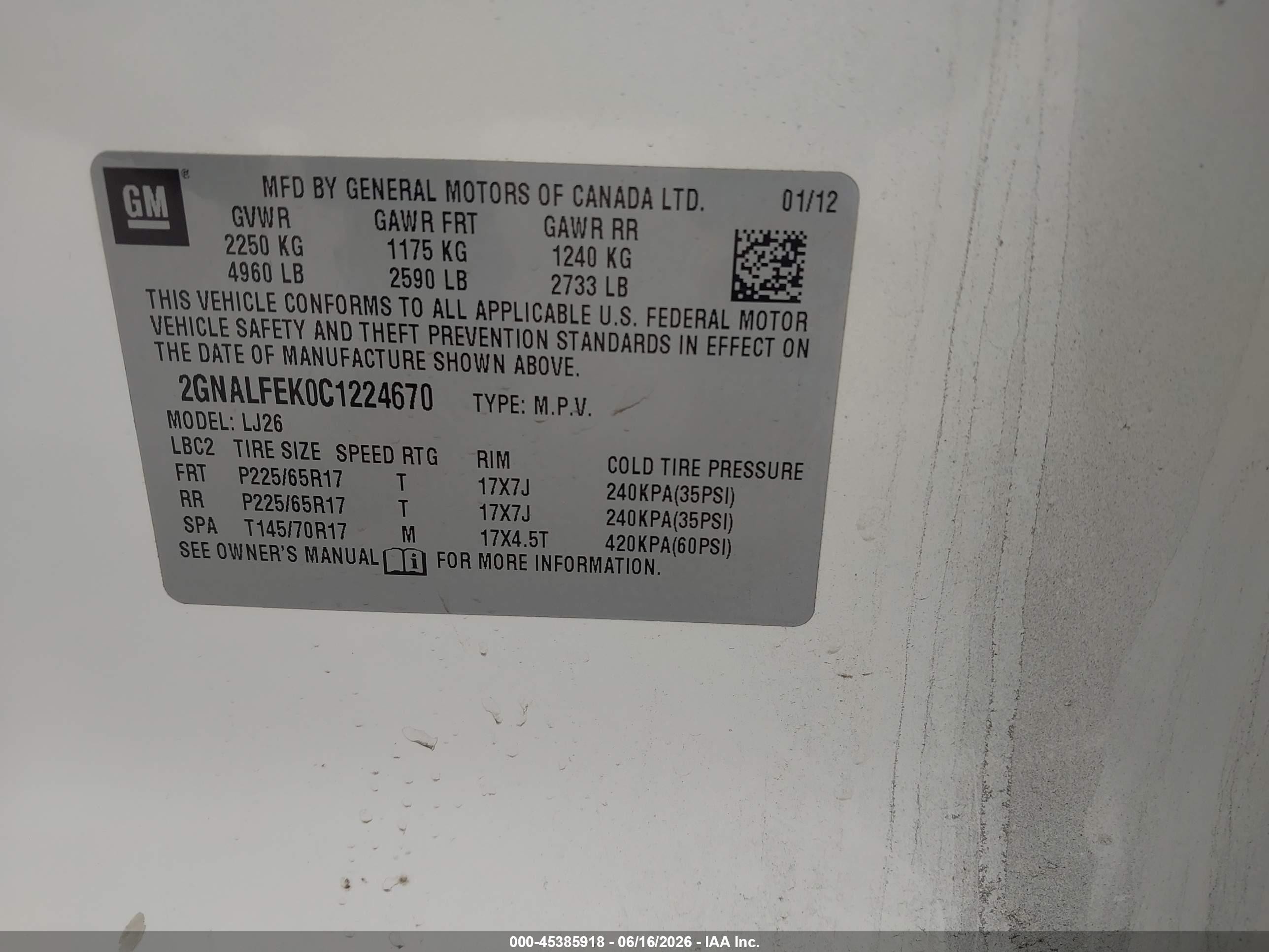 2012 Chevrolet Equinox Ltz Cream vin: 2GNALFEK0C1224670