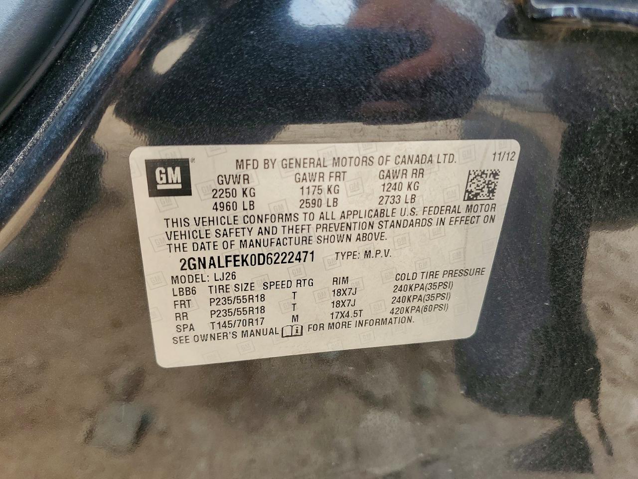 2013 Chevrolet Equinox Ltz Black vin: 2GNALFEK0D6222471