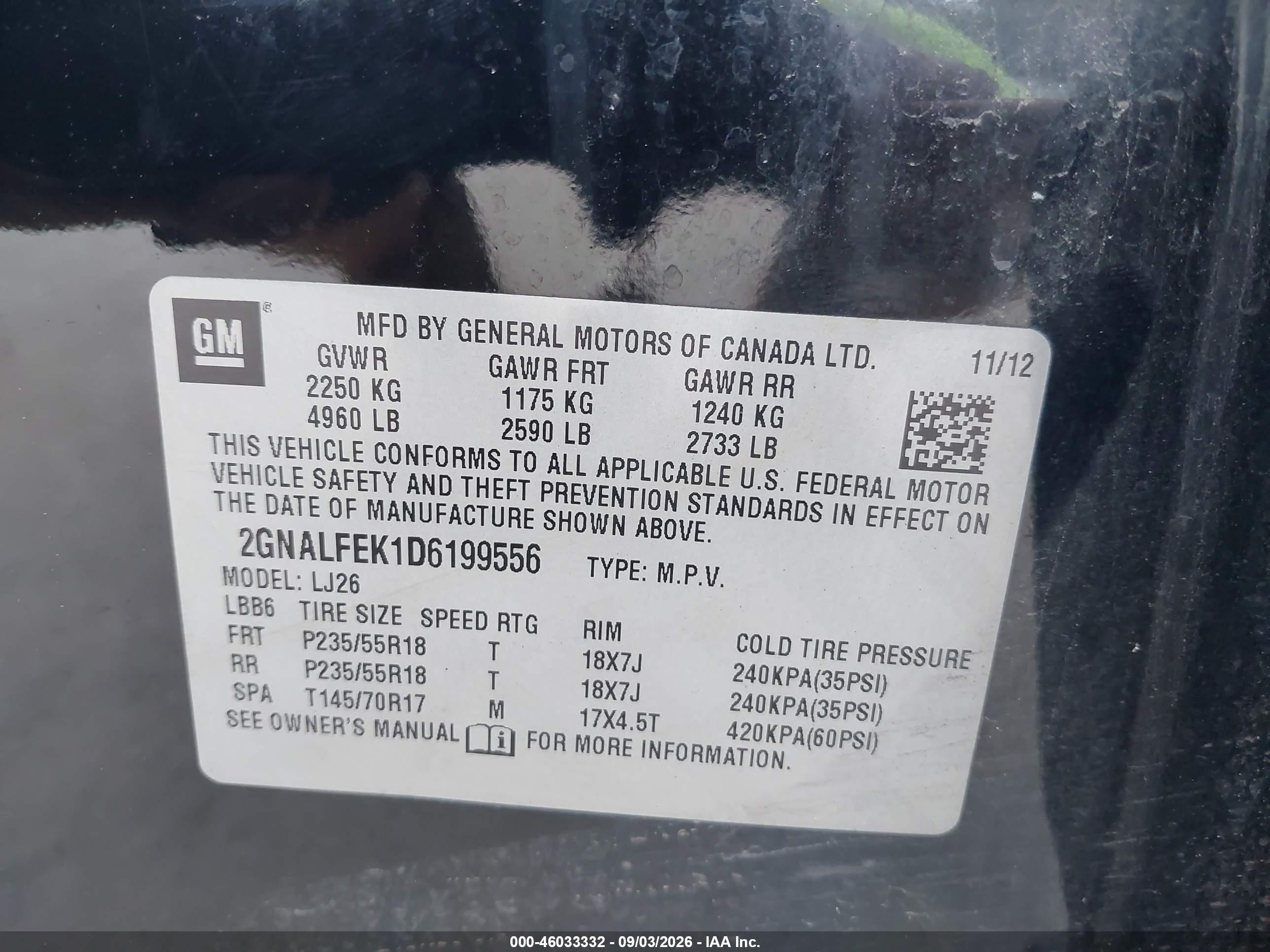 2013 Chevrolet Equinox Ltz Black vin: 2GNALFEK1D6199556