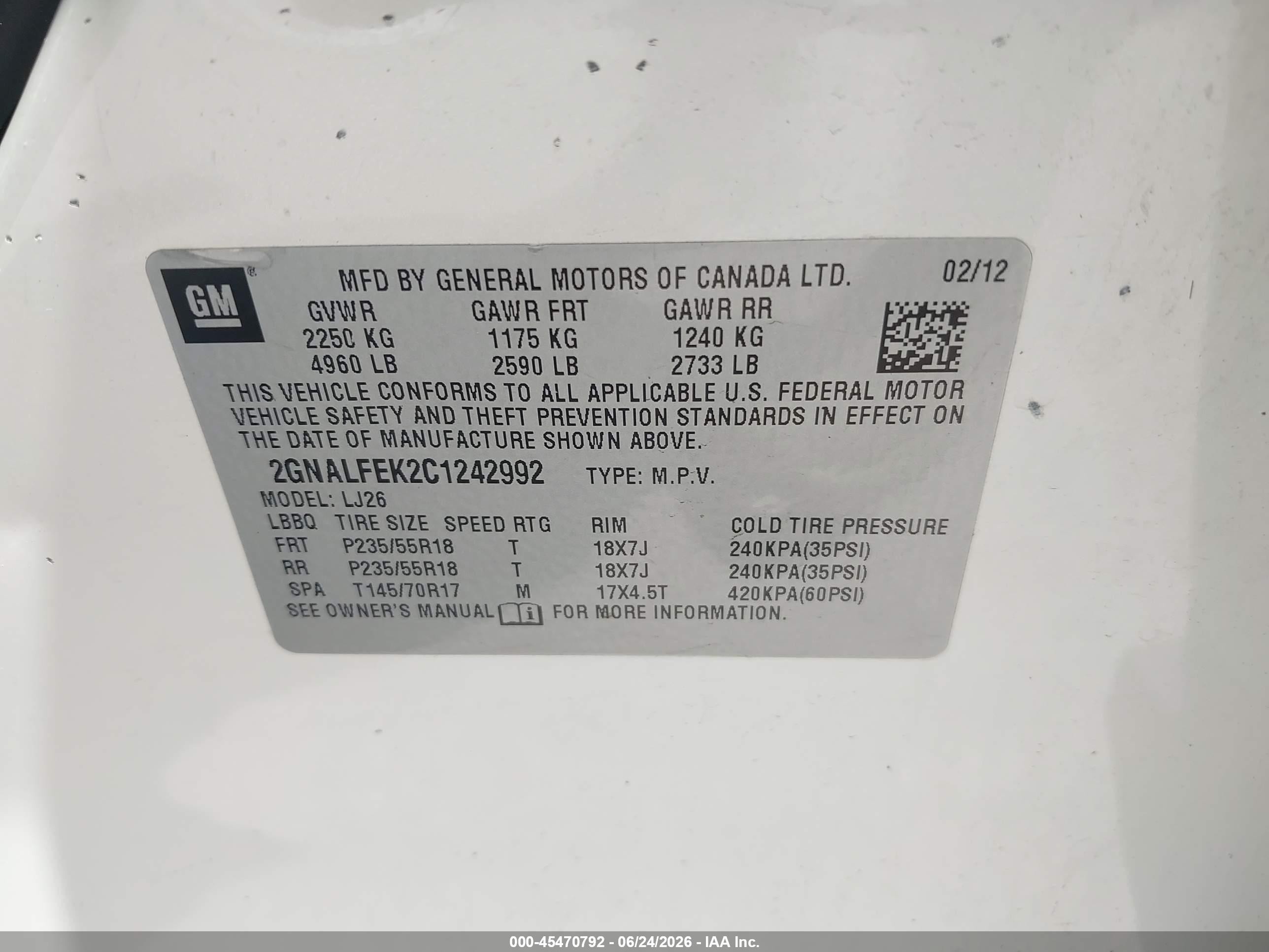 2012 Chevrolet Equinox Ltz White vin: 2GNALFEK2C1242992