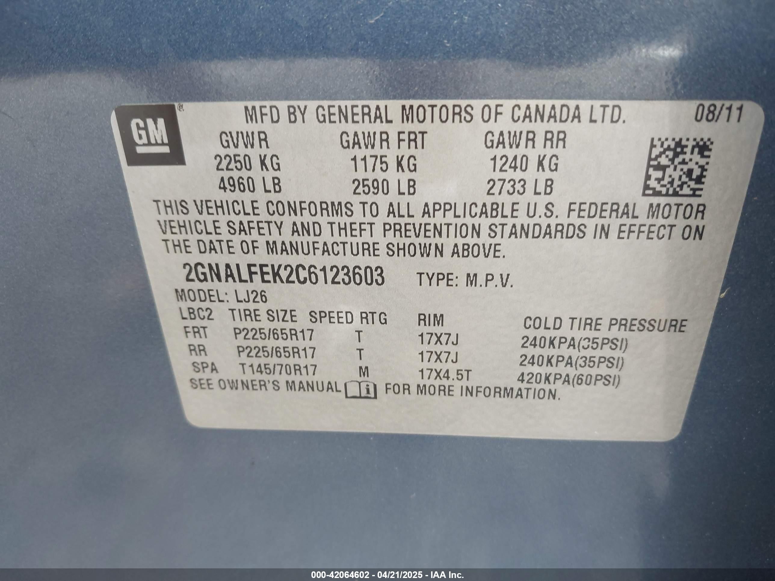 2012 Chevrolet Equinox Ltz Blue vin: 2GNALFEK2C6123603